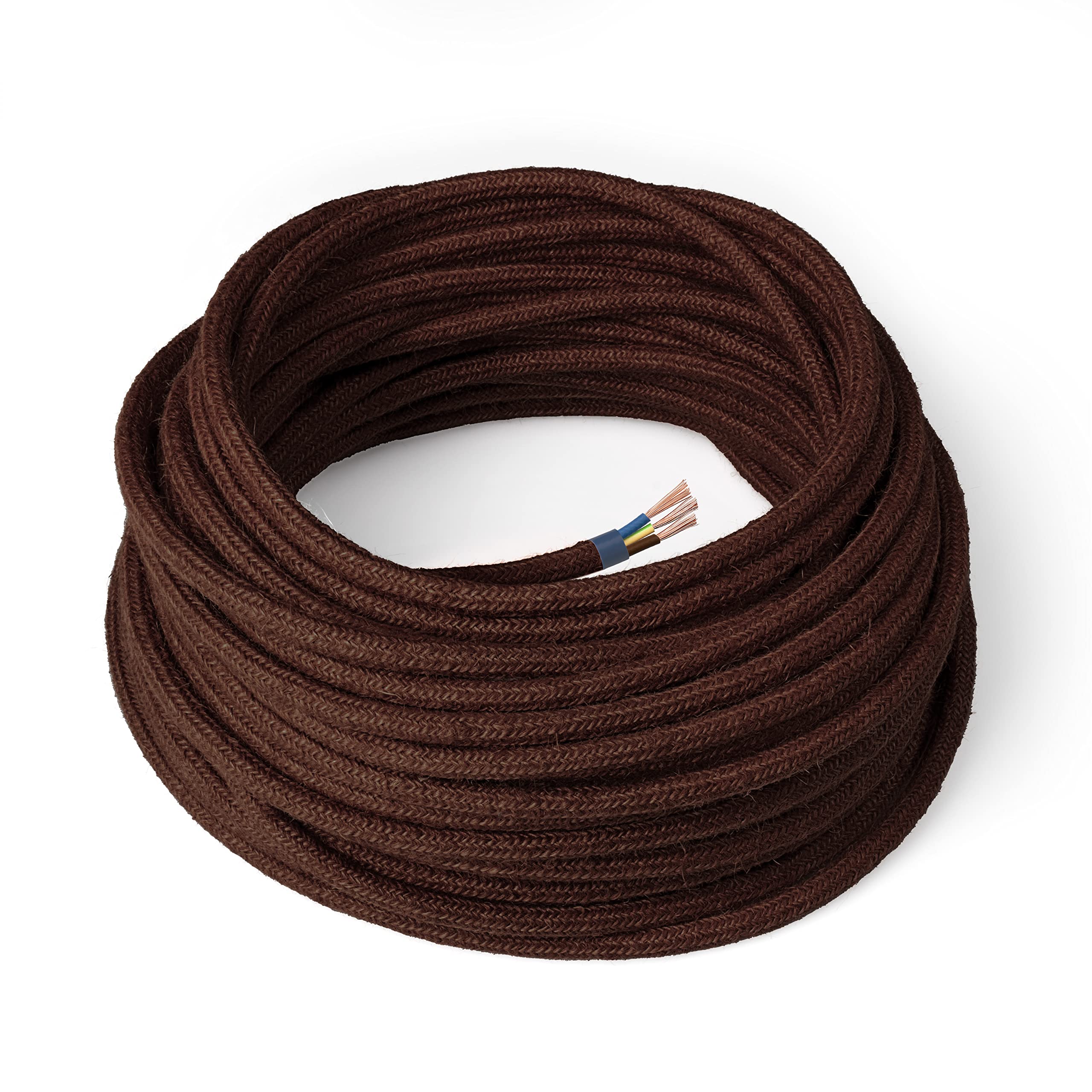 Amarcords - Cable de tela color NEGRO, redondo, seda, 10 metros, con tierra 3x0,75 - Hilo eléctrico textil de color estilo clásico para lámparas bricolaje y iluminación vintage. — view 27
