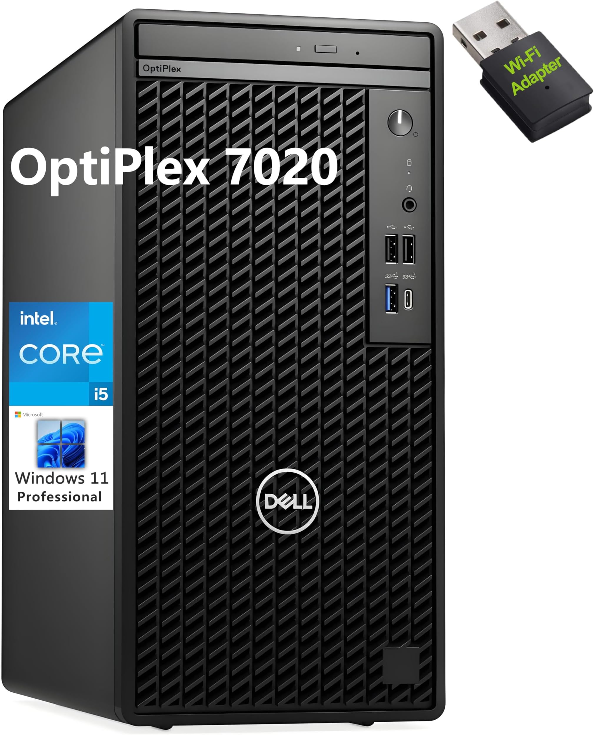 OptiPlex 7010 Tower Business Desktop Computer, 13th Gen Intel 14-Core i5-13500 (Beat i7-12700), 32GB DDR4 RAM, 1TB PCIe SSD, DVDRW, WiFi Adapter, RJ-45, HDMI, Keyboard & Mouse, Windows 11 Pro