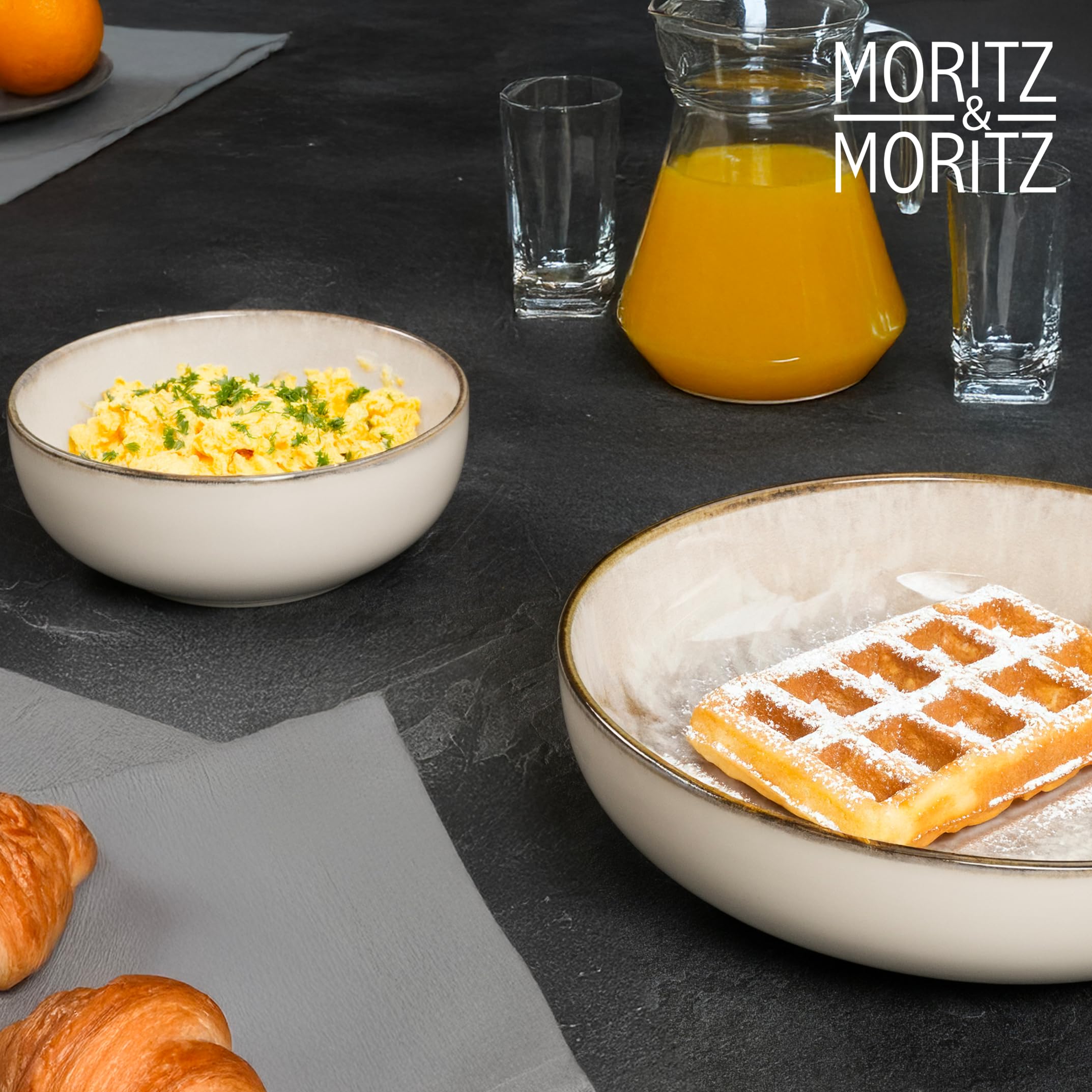 Moritz & Moritz Blossom - Cuencos grandes para servir (2 cuencos de porcelana con 20 cm y 29 cm en diseño floral), para servir alimentos o como ensaladera de cerámica, aptos para microondas y