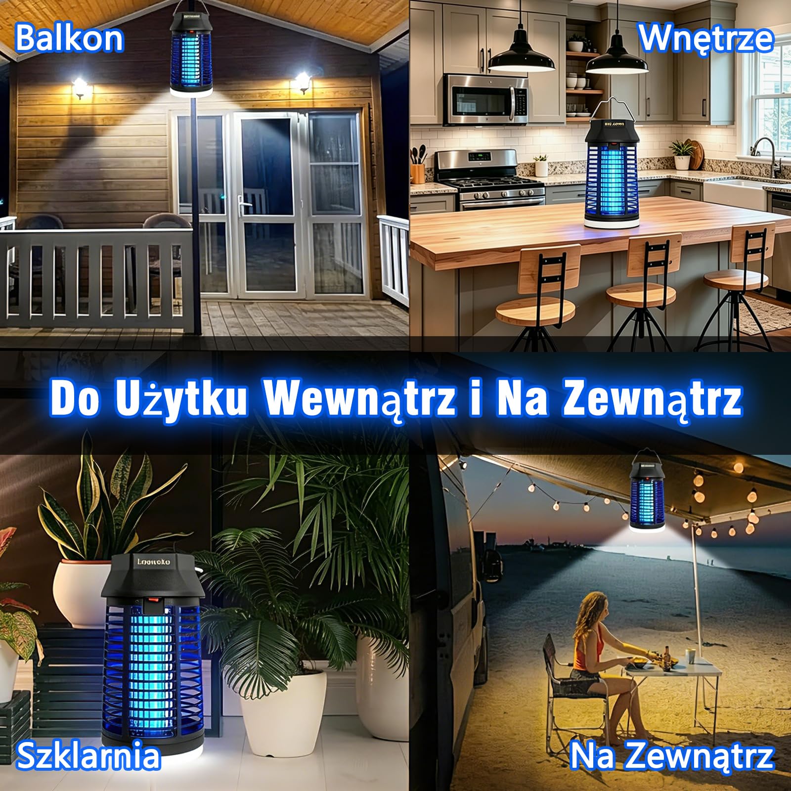Loowoko Elektryczna pułapka na owady, z przedłużonym kablem o długości 3 m, 4200 V, lampa na komary ze światłem LED, wodoszczelna, elektryczna pułapka na komary, lampa przeciw komarom, do użytku