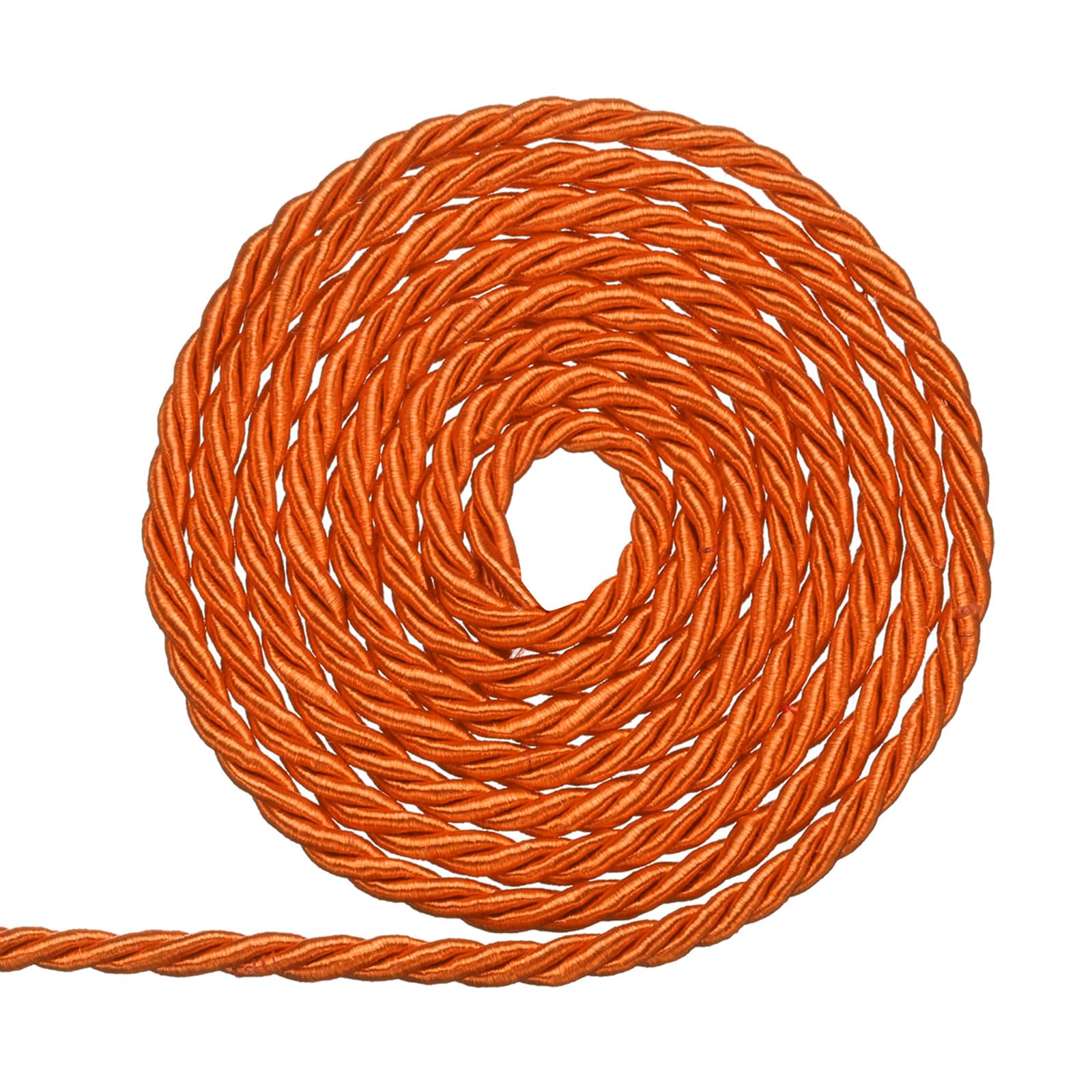 Cordón trenzado de 5 mm y 11 yardas en color naranja de poliéster para proyectos de costura casera