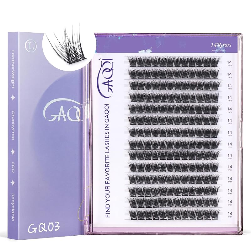Cílios postiços em tufos GAQQI GQ03, curvatura C, 14 mm, 168 unidades