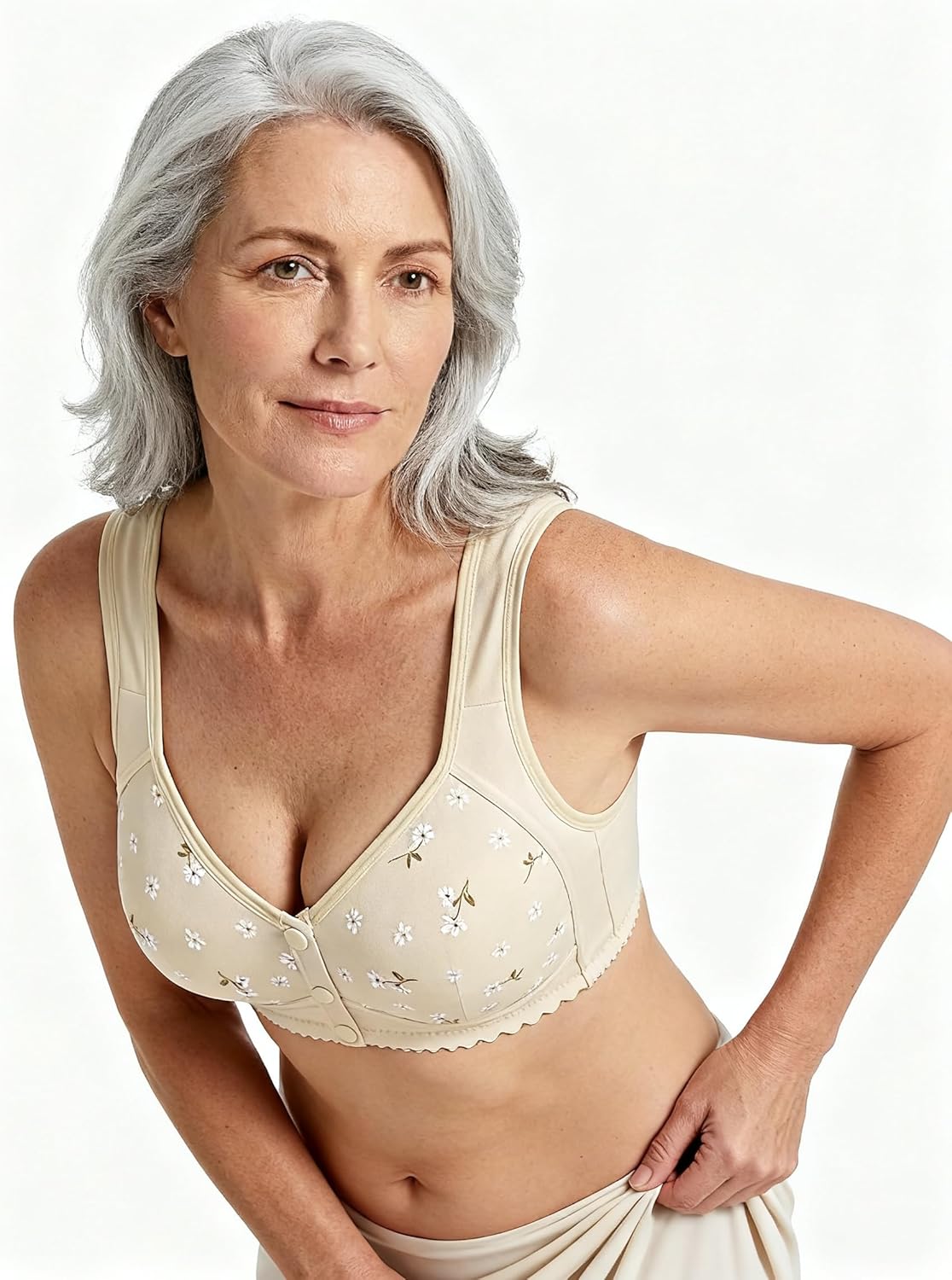 Daisy Bras for Older Women No Underwire Front Closure Comfort Senior Wireless Snap Closing Bra - Image 4