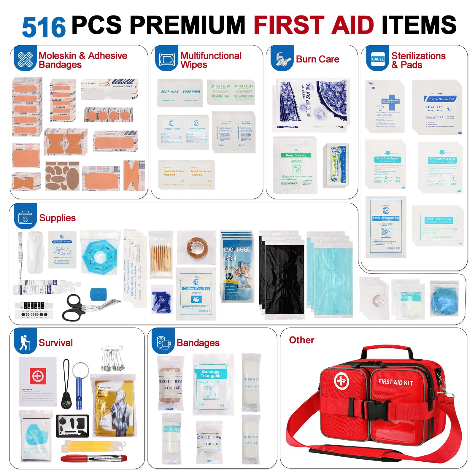 Premium 516 Piece First Aid Kit for Car, Home, Travel — Amazon image 3