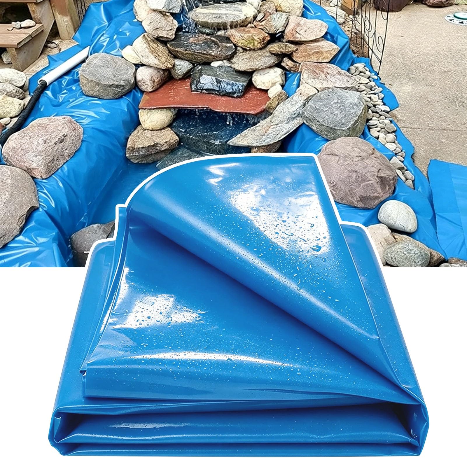Scumlovy Heavy-Duty Pond Liners, 5x7m 6x10m 8x12m 10x15m Durable Sealing Film for Outdoor Koi Ponds, Waterfalls, Artificial Lake & Irrigation Blue Damp Proof Membrane | 3x10m(9.8x32.8ft)