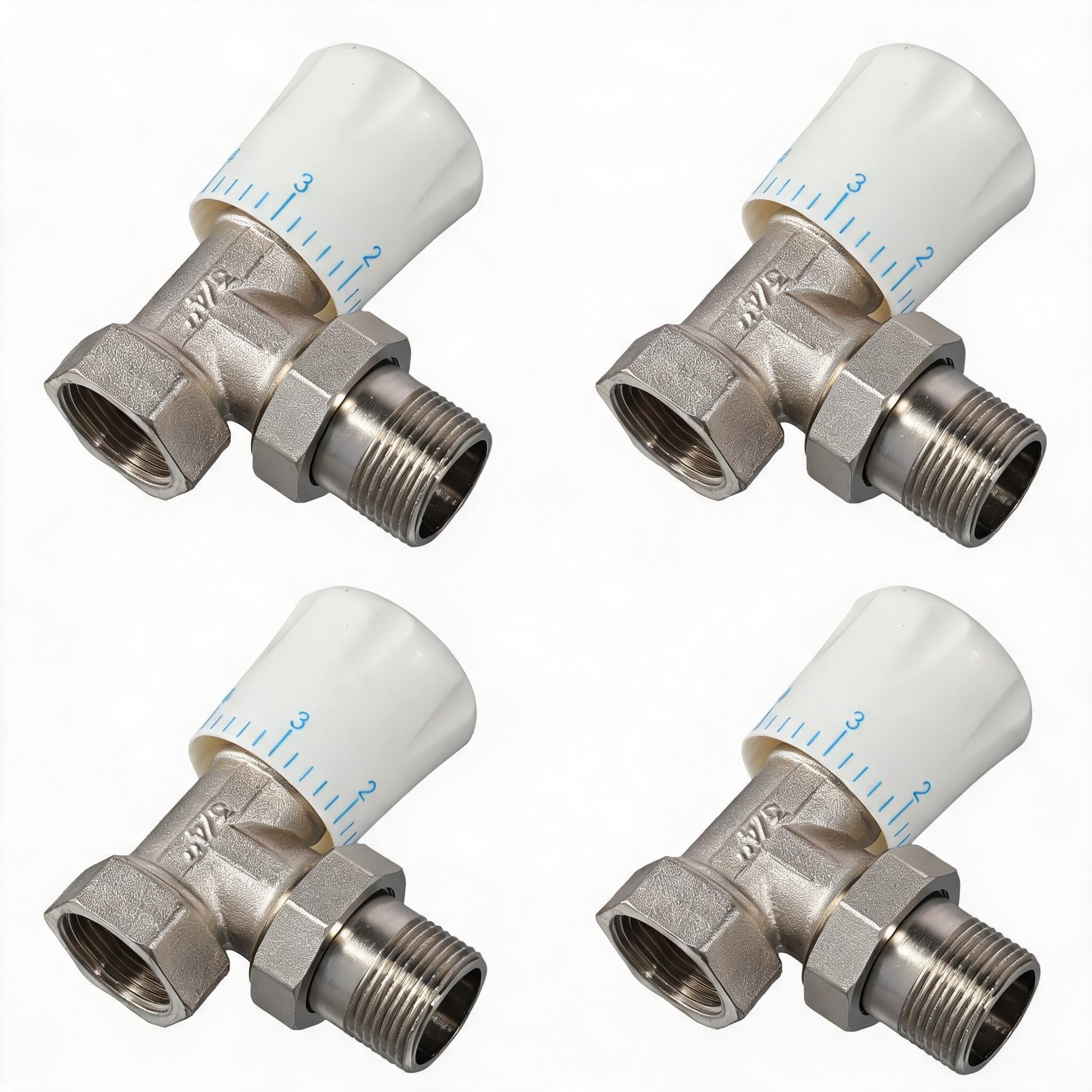 Copper Body, 5 Temp Levels, Energy Saving, Liquid-filled Sensor, Horizontal/vertical Install, 1.6 Bar Working Pressure Thermostatic Radiator Valve 15mm x 3/4 Inch Angle for Home Heating, 3 Way