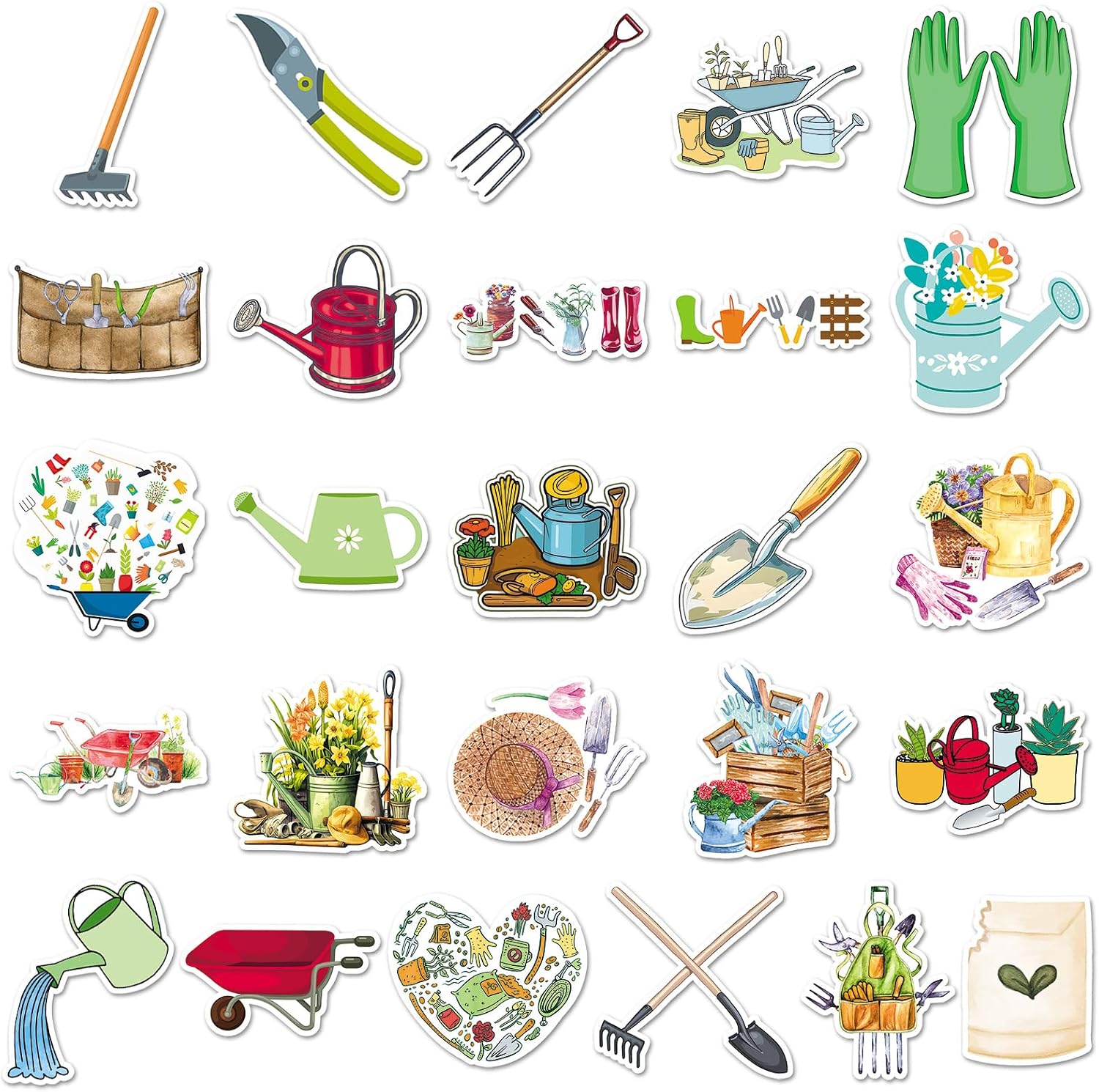 51Pcs Gardening Tools Stickers, Waterproof Vinyl Cute Garden Decals for Water Bottles, Laptops, Cars, Luggage, DIY Decoration, Gifts for Gardeners, Plant Lovers(Garden Tools) image 5