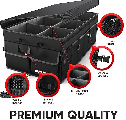 Miniatura 2 de FORTEM Organizador de maletero de coche (negro, extra grande) + correas de trinquete