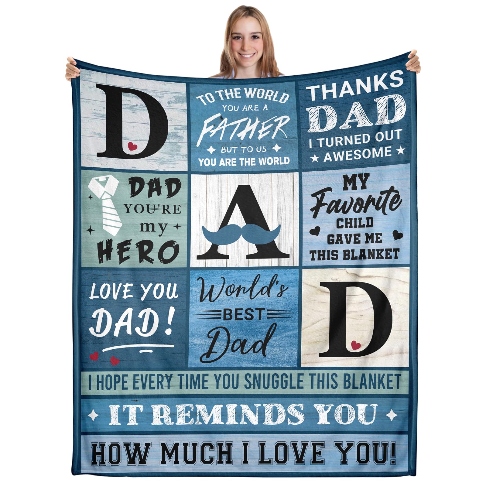 STVK Valentines Day Gifts for Dads from Daughter Son, Best Dad Ever Gifts for Men Who Wants Nothing, Dad Gift for Valentines Day Throw Blanket for