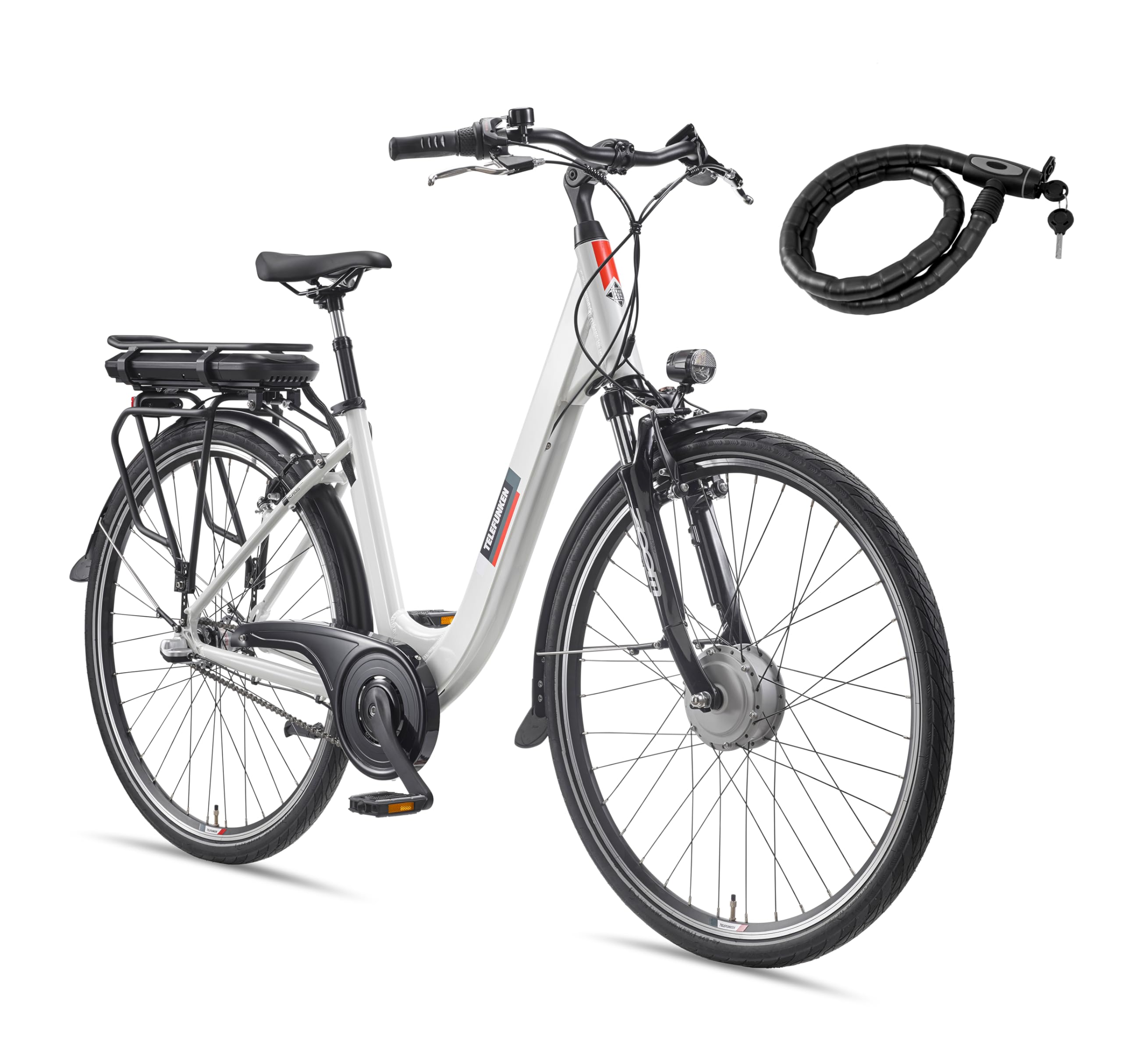 TELEFUNKEN E-Bike Damen 28 Zoll, Elektrofahrrad Frontmotor, 3-Gang Nabenschaltung, V-Bremsen
