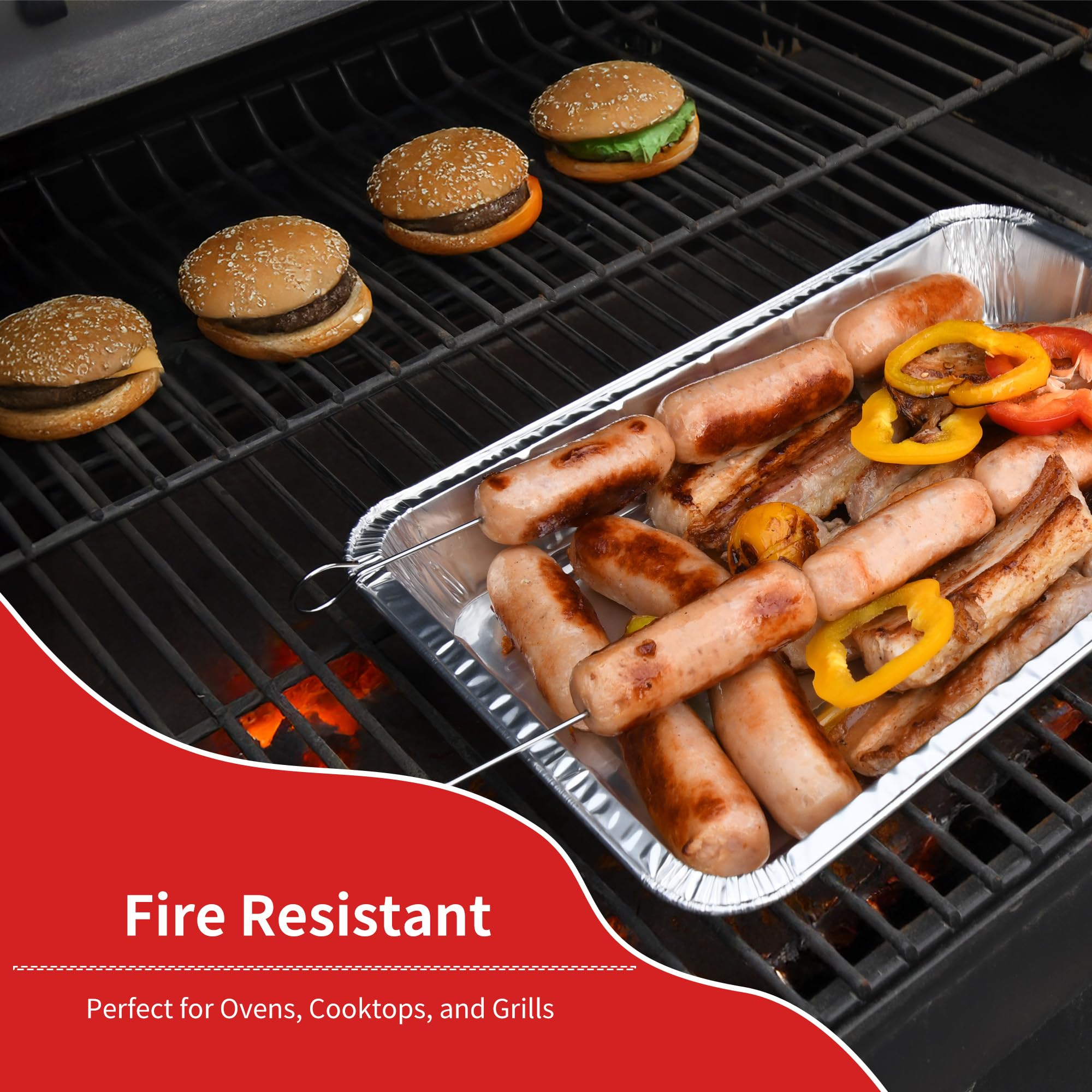 Extra große Grill-Tropfpfpfanneneinlagen, 33,1 x 23,1 x 5,1 cm, Aluminiumfolie, Fettauffangbehälter für große Raucher, Einweg-Tablett, 30 Stück