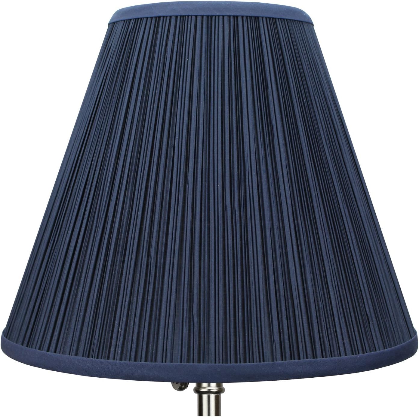 FenchelShades.com Lampshade 6" Top Diameter x 13" Bottom Diameter x 11" Slant Height with Clip-On Attachment for Standard Edison-Style Lightbulb (Pleated Navy Blue)
