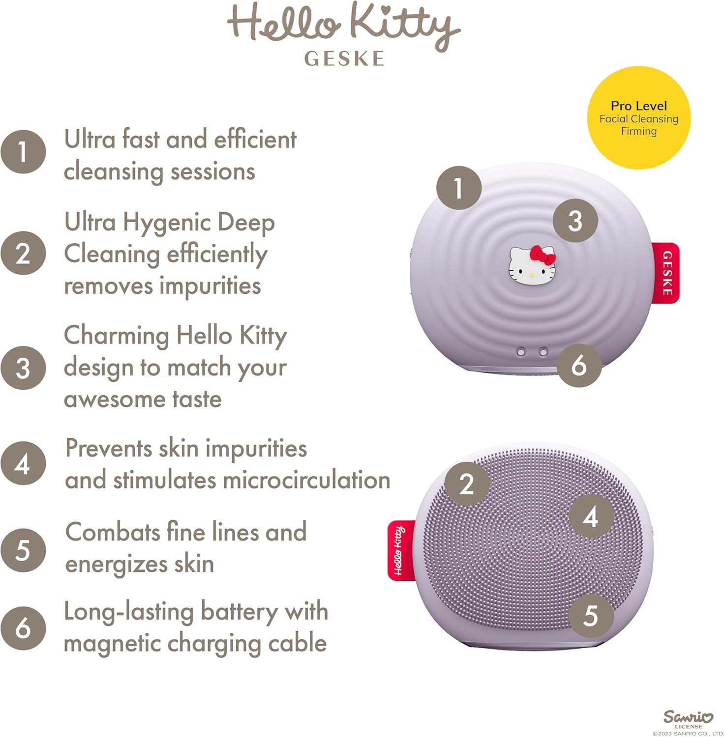 x Hello Kitty SmartAppGuided Sonic Facial Brush | 4 in 1 Electric Cleansing Brush | Daily Skincare Routine | Facial Massager