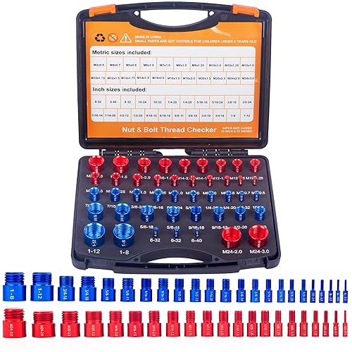 Comprobador de roscas de tuercas y pernos Práctica caja de comprobación de roscas Comprobador de roscas fácil de usar estándar y métrico Caja
