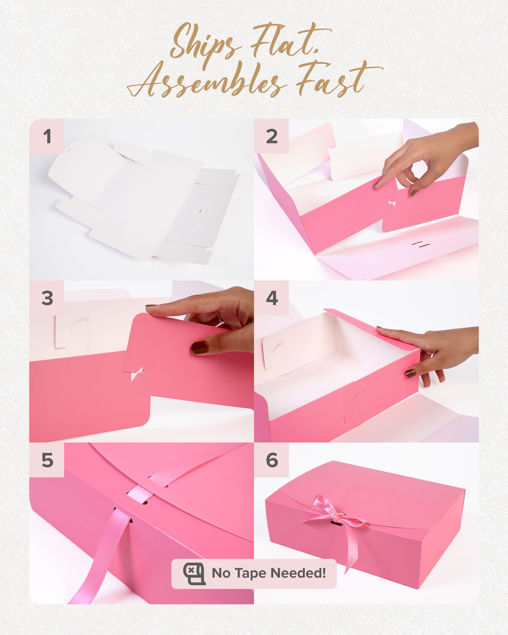 Set di 16 scatole regalo rosa, per regali e regali per matrimoni, compleanni e altro ancora, scatole regalo nere facili da montare, con coperchi e chiusura a nastro, scatole decorative con