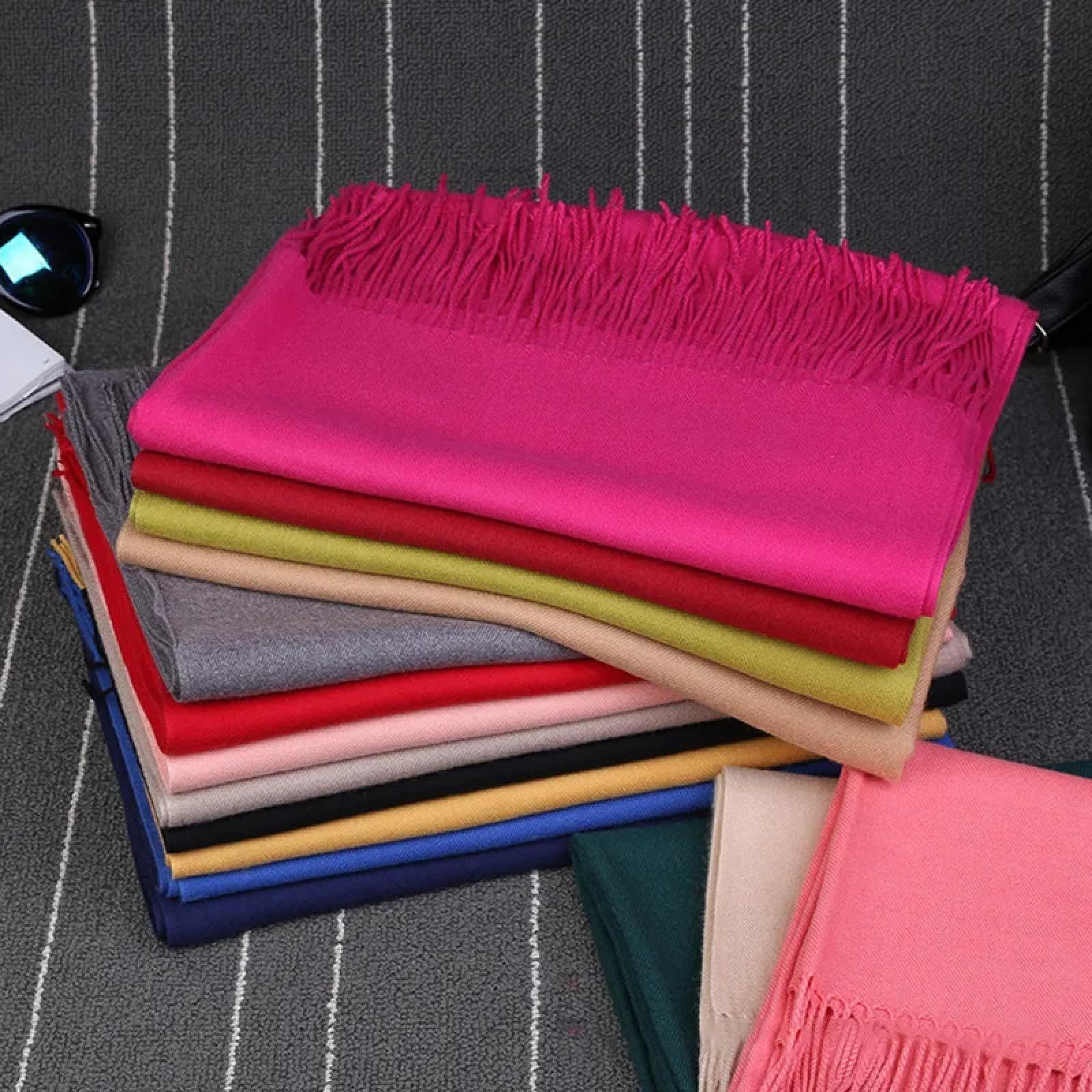 Schal Kaschmir-Schal Frauen Warm Für Frauen Einfarbig Hijabs Quasten Lange Dame Schal Kaschmir Schals Wrap Gestrickt