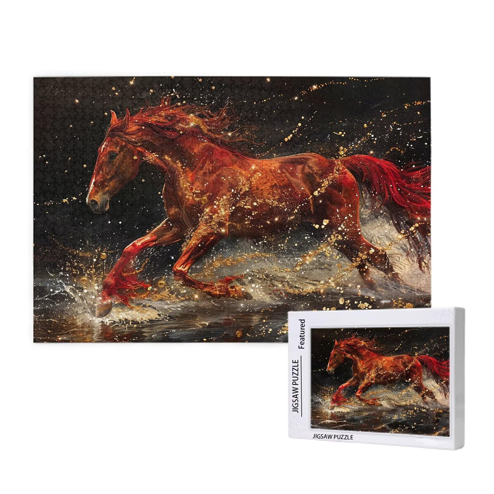 Puzzle Caballo Puzzle 1000 Piezas,Animal Rompecabezas Desafiante,Juego Puzzles Adultos,Impresión de Alta Definición Colorido Puzzles Madera con Caja de Regalo,Home Decoration,Regalo Mujer,p380t