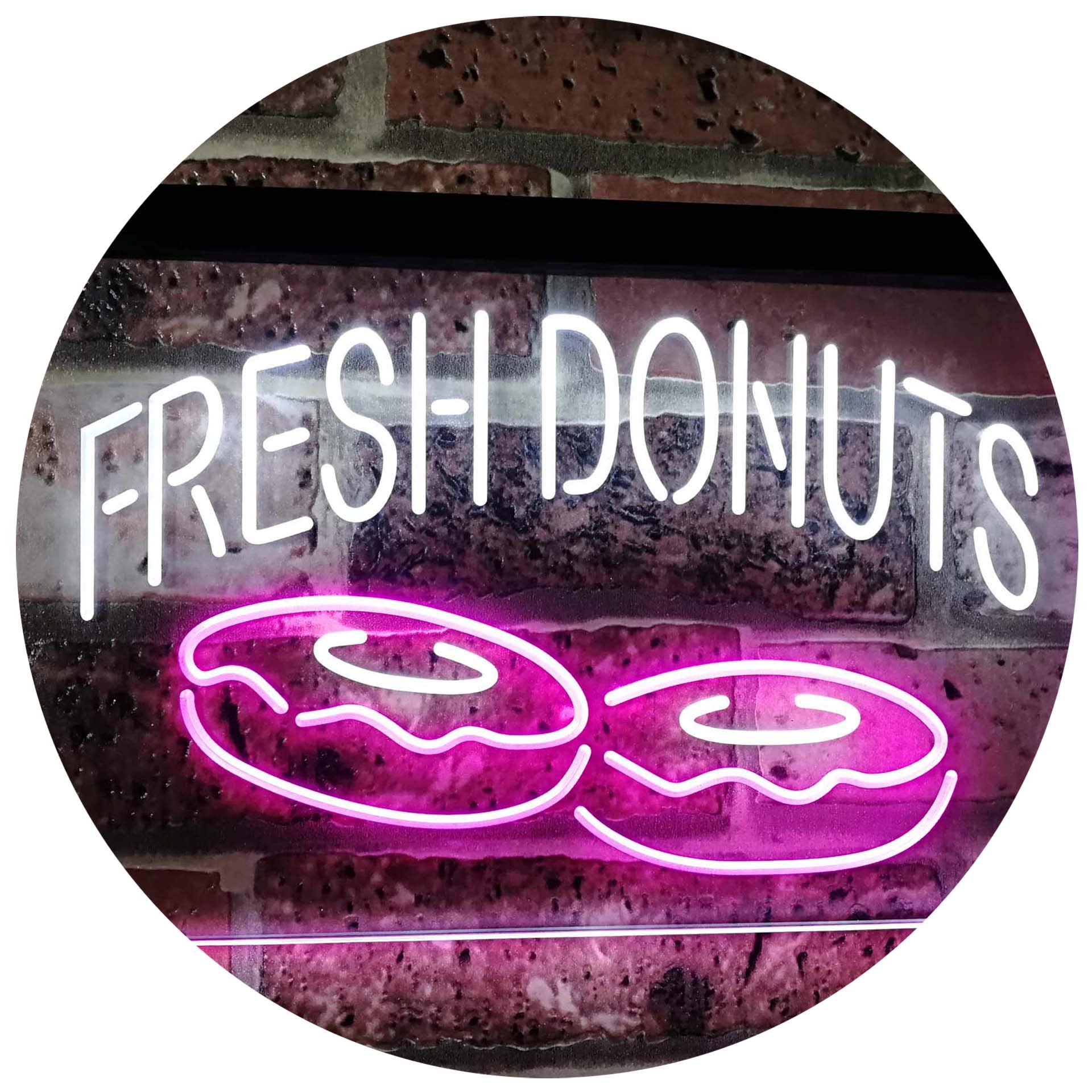 ADVPRO Fresh Donuts Home Décor Dual Color LED Neon Sign White & Purple 400 x 300mm st6s43-i2072-wp