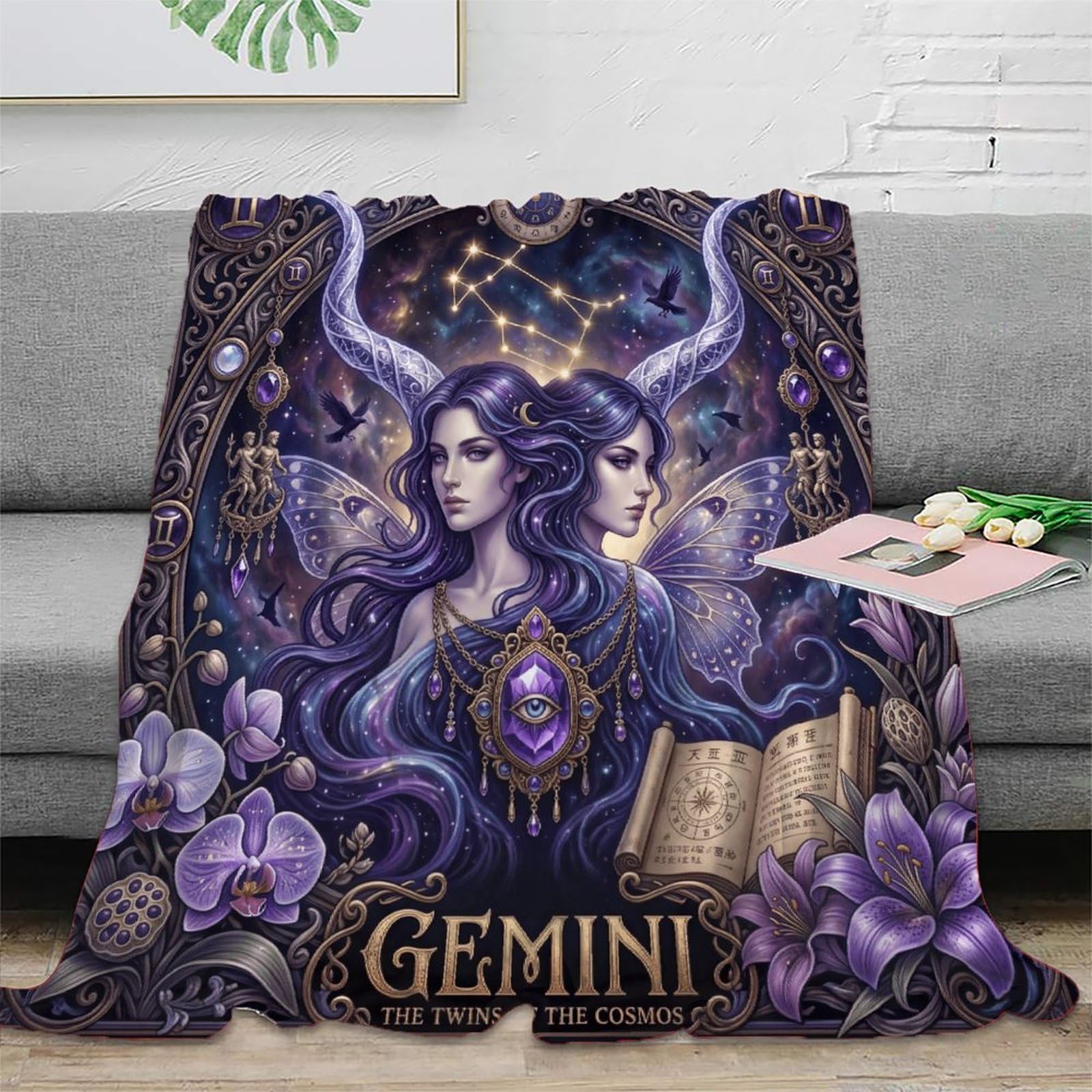 W7C8U2X3 Gemini Zodiac Dreamy for for Warm Throw Blanket, Bed Bedroom Sofa