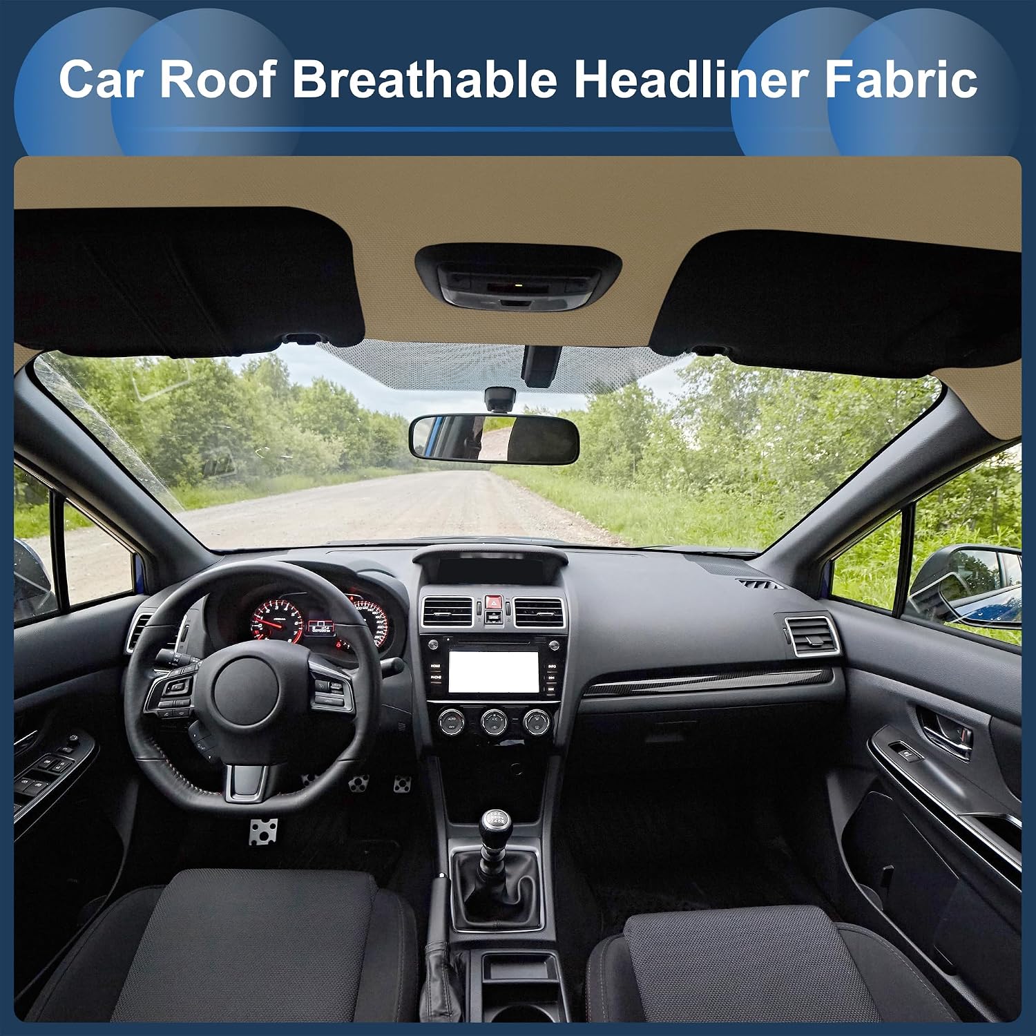 Headliner Fabric 24" l x 60" W for Car Truck RV SUV Automotive Interior Trim DIY Roof Repair Replacement Foam Backing Breathable Mesh Fabric Brown