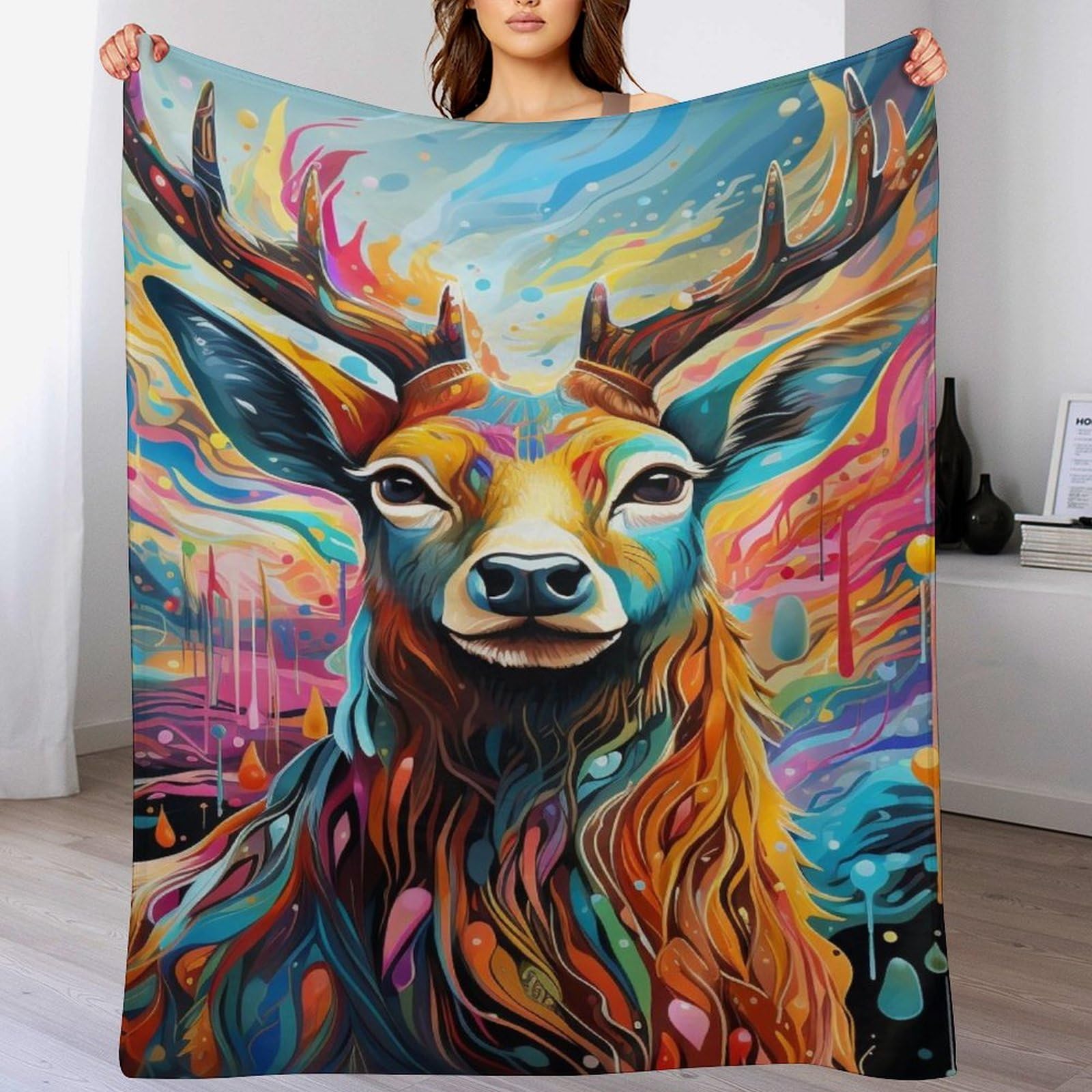 Couverture polaire cerf pour un canapé chaleureux lors de vos soirées cocooning
