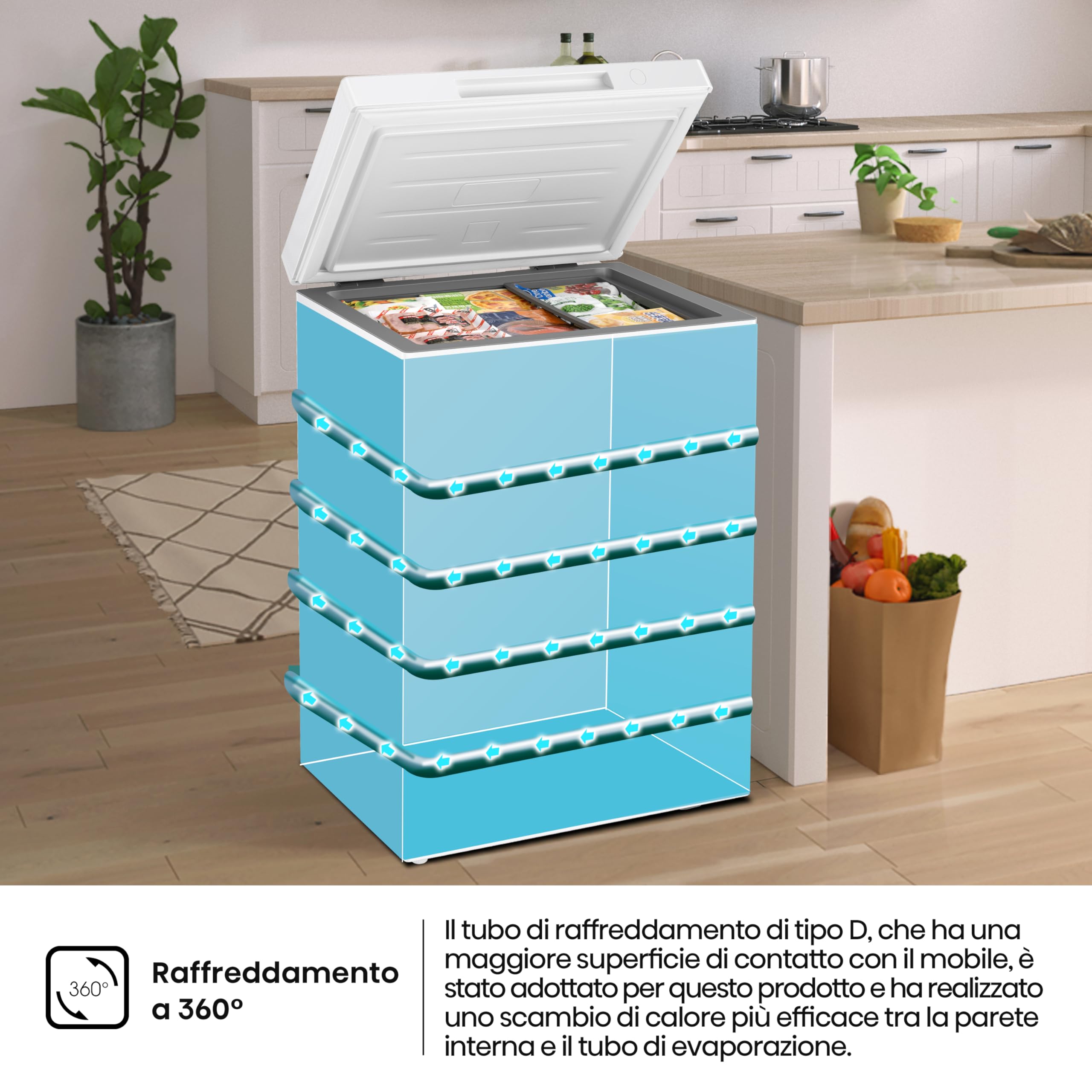 Hisense FT100N1BWE NUOVO Congelatore a Pozzetto con capacità 97 litri, Silenzioso MAX 40 dB, Bianco