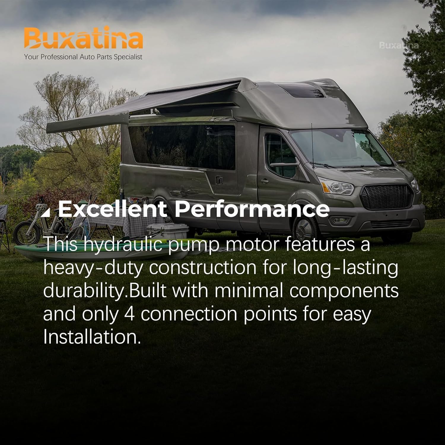 Hydraulic Power Leveling System Kit for RV, Includes 179327 414850 Hydraulic Pump Motor (with Manual Drive), 286722 Sealed Collar Coupling and 684-1211-212 Solenoid (with Bracket)