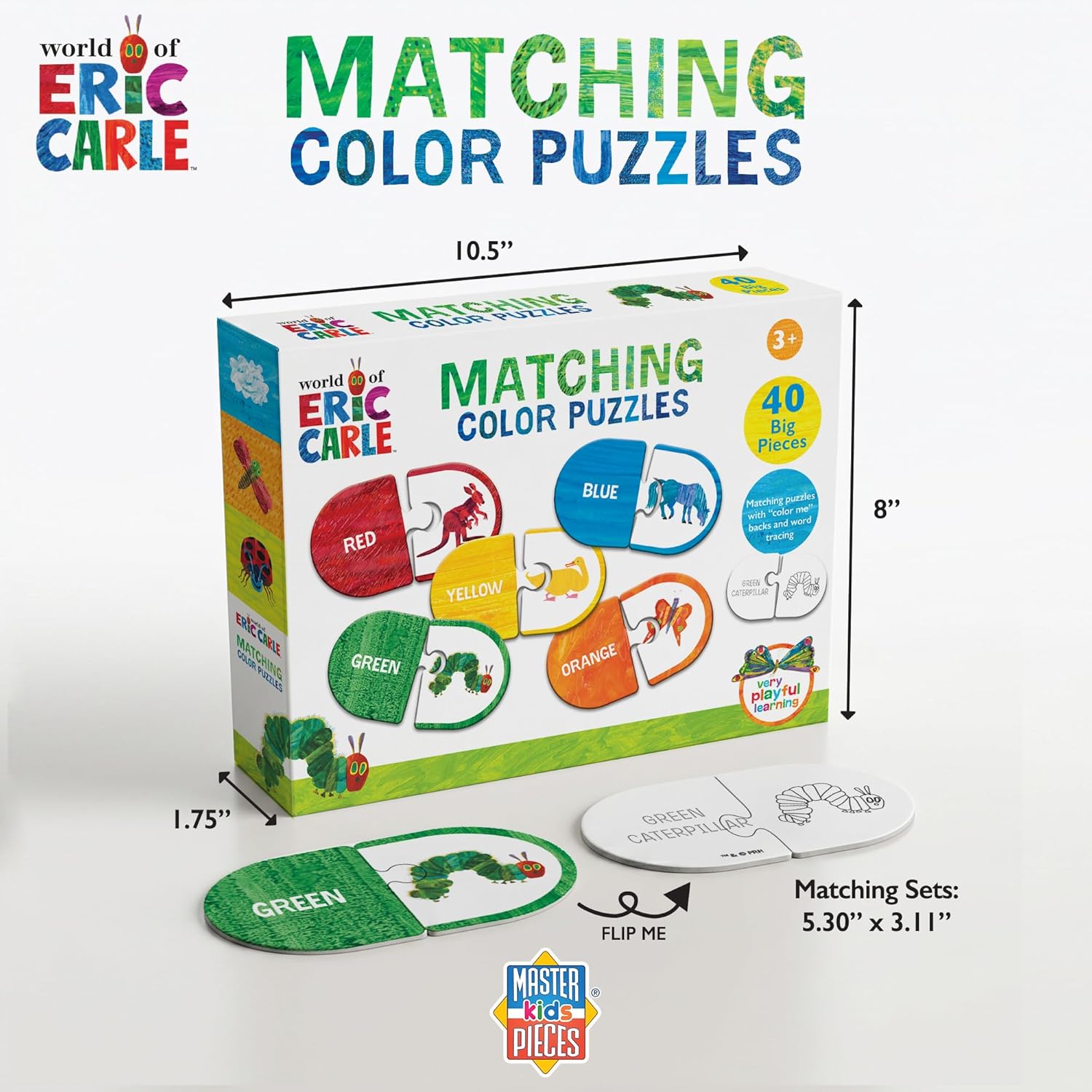 MasterPieces Eric Carle - Matching Color Puzzles - Jigsaw Puzzle with Vibrant Artwork and Durable Pieces - Fun Family Activity Brain Challenge and Educational Entertainment for Kids Teens and Adults