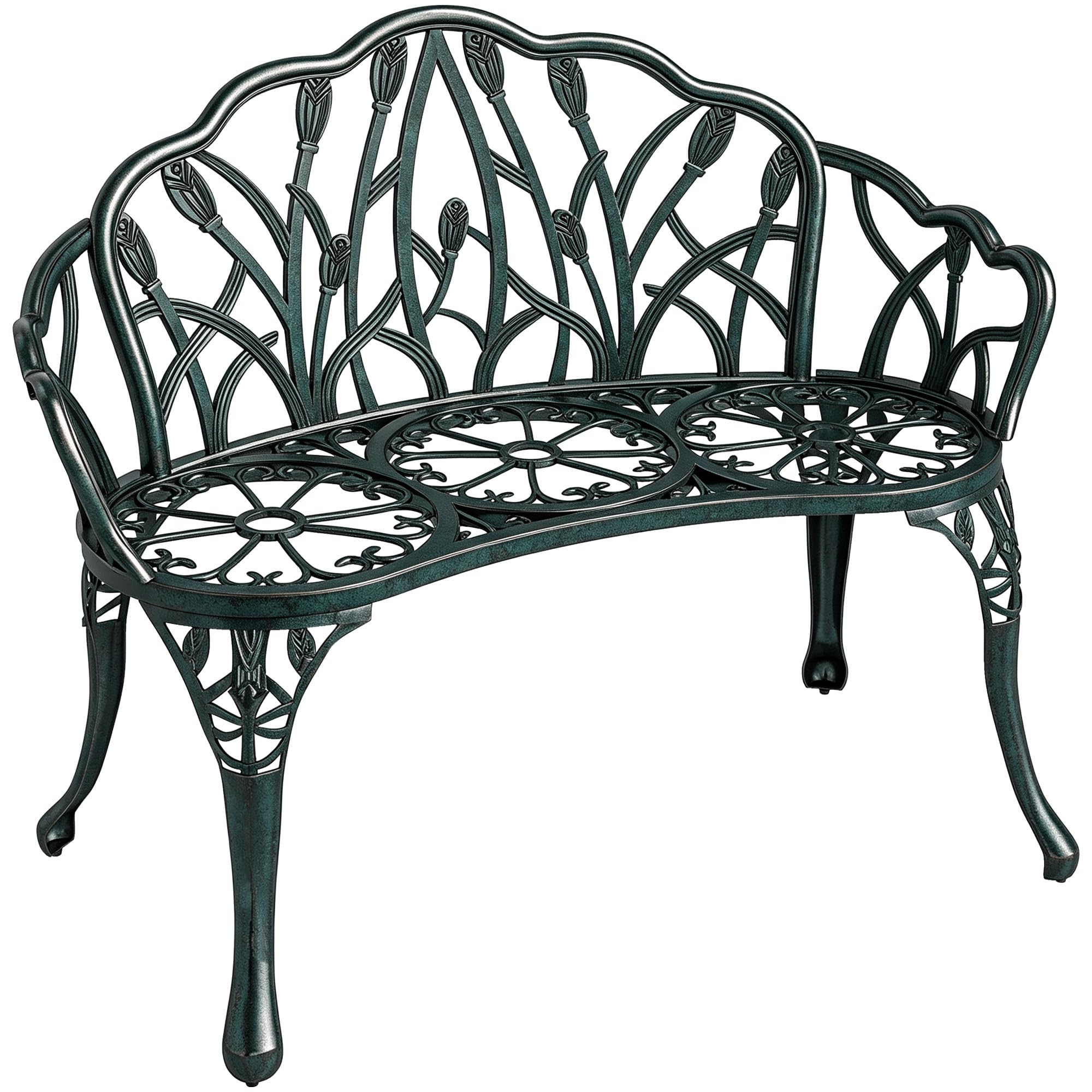 Outsunny Banc de Jardin en Aluminium Moulé 99 x 57 x 78 cm Vert Antique