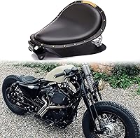 Vista 9 de Asiento Individual de Motocicleta Marrón de 3 Pulgadas con Remaches y Resorte con Placa Base, Kit de Montaje de 3 Pulgadas Compatible con Harley