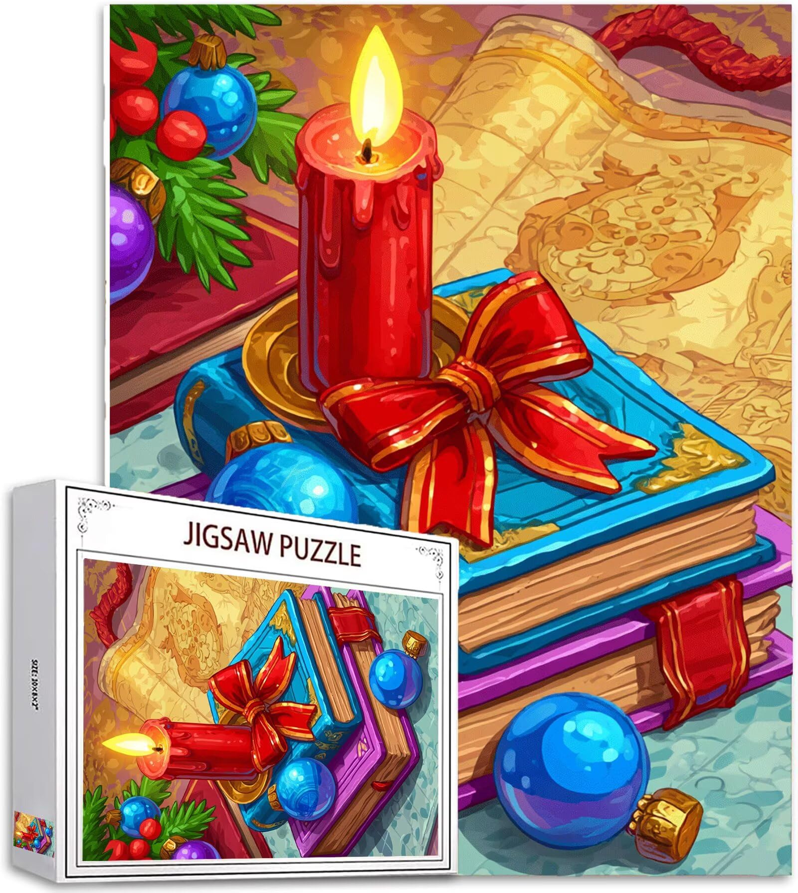 Świeca Puzzle 1500 sztuk, 5D DIY Puzzle Książka Puzzle Dorośli i młodzież 14 lat, układanka z pudełkiem prezentowym, gry relaksacyjne i inteligencja, wystrój pokoju na ścianę, 87 x 57 cm, model504