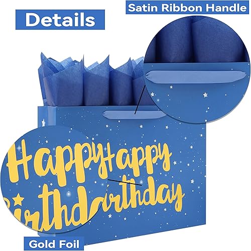 Miniatura 10 de Bolsa de regalo grande de 13 pulgadas para fiesta de cumpleaños de hombres, fiesta de cumpleaños de niños o niños, baby shower