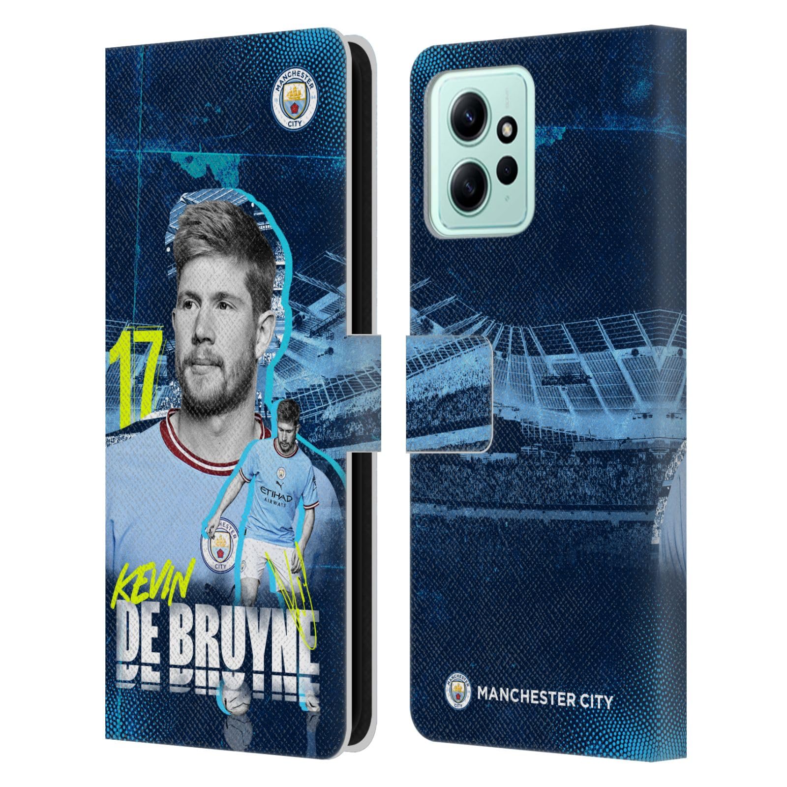Head Case Designs Officially Licensed Manchester City Man City FC Kevin De Bruyne 2022/23 First Team Leather Book Wallet Case Cover Compatible with Xiaomi Redmi 12