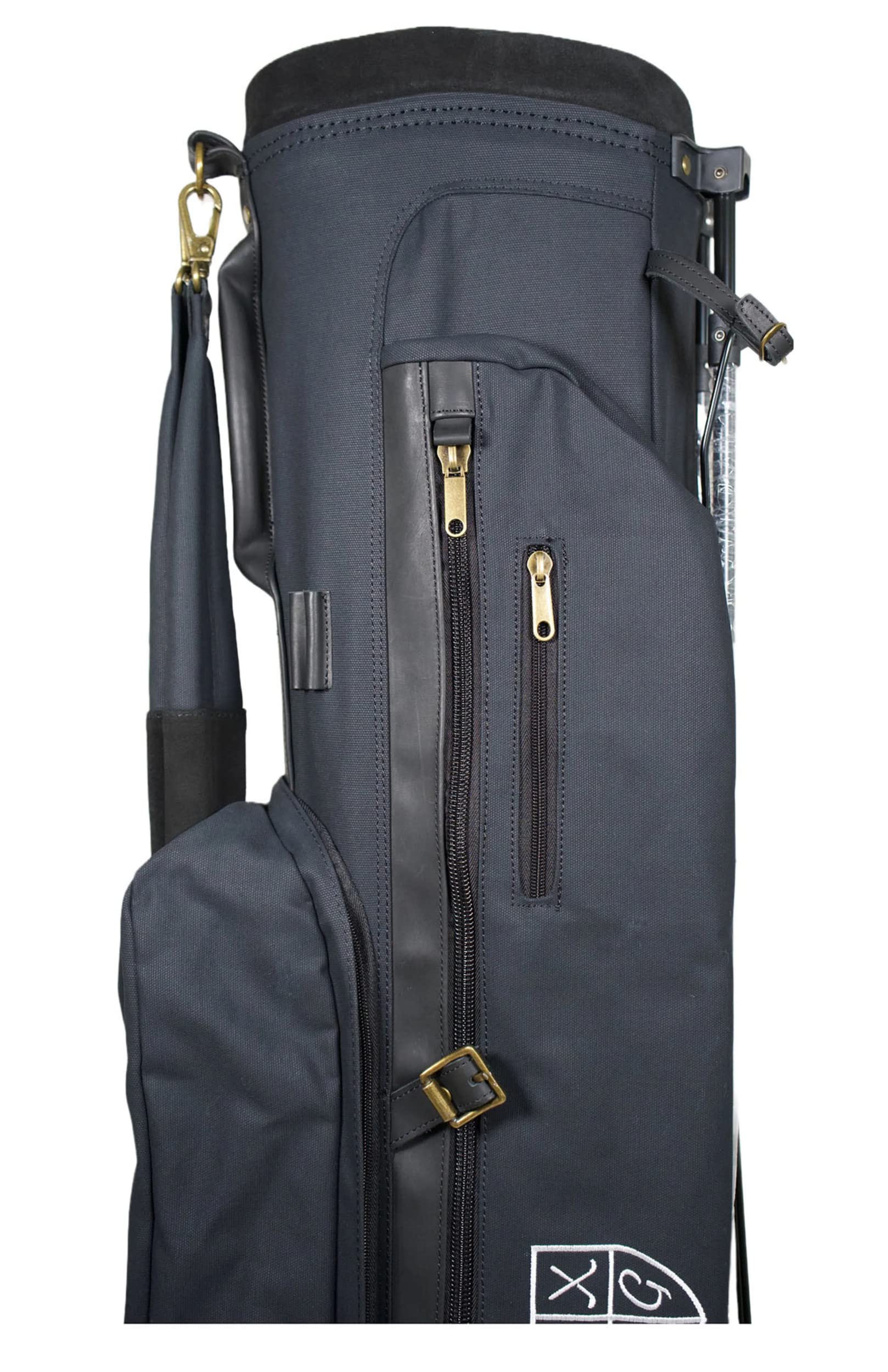 Classic Style Golf Vintage Canvas & Leather Stand Bag Black