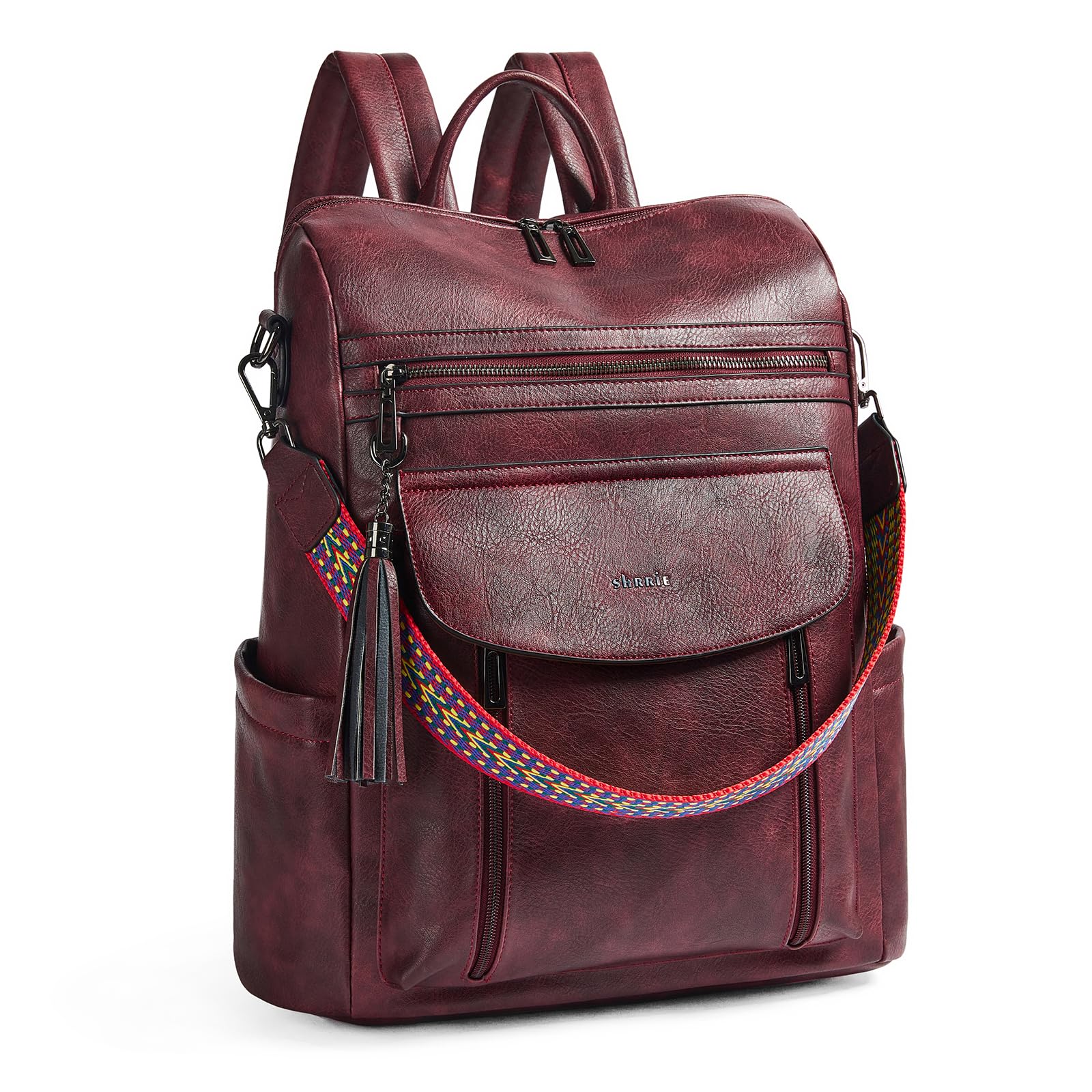 Shrrie Laptop Backpack for Women 15.6 inch,Travel Leather Backpack Purse Nurse Teacher Carry on Backpack Computer Bag,Professional Water-Resistant