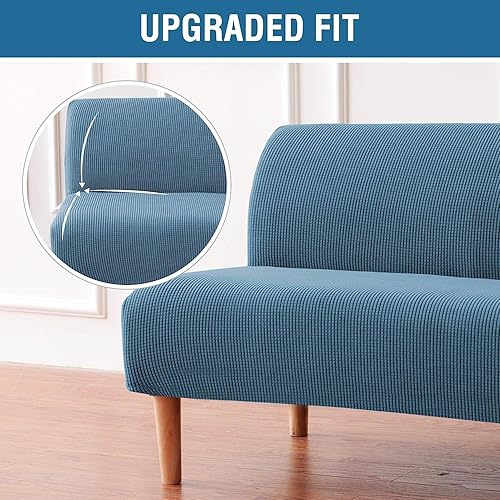 Vista 22 de H.VERSAILTEX - Funda elástica para sofá o cama, licra de alto elastano, lavable a máquina, tela Jacquard para sofá, futón Chocolate