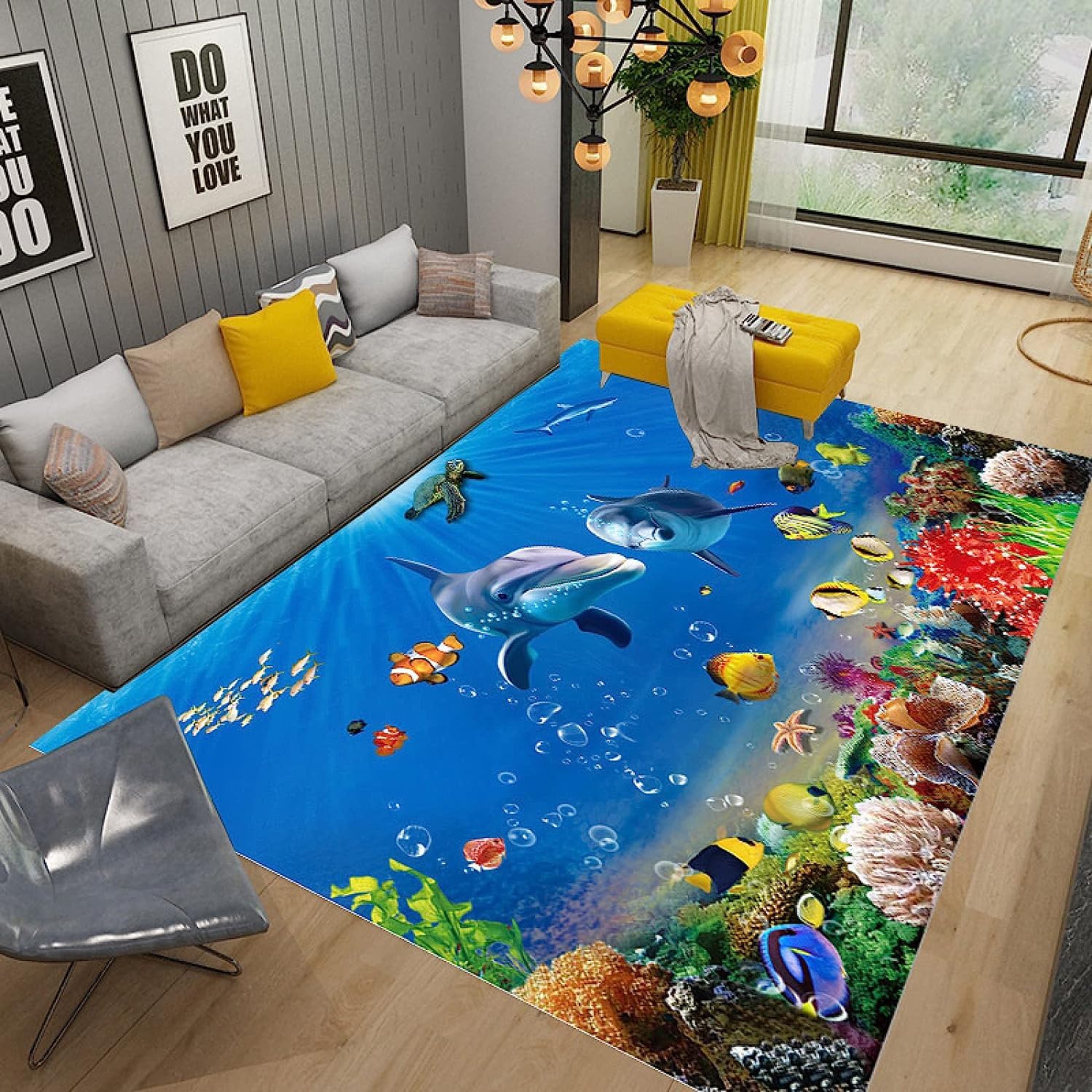 Rugs For Boys Teens Kids Carpets Colorful Ocean Fish For Kids Living Room Rug Home Decor Non-Slip Crystal Floor Polyester Decor Door Mats 40 X 60 Cm