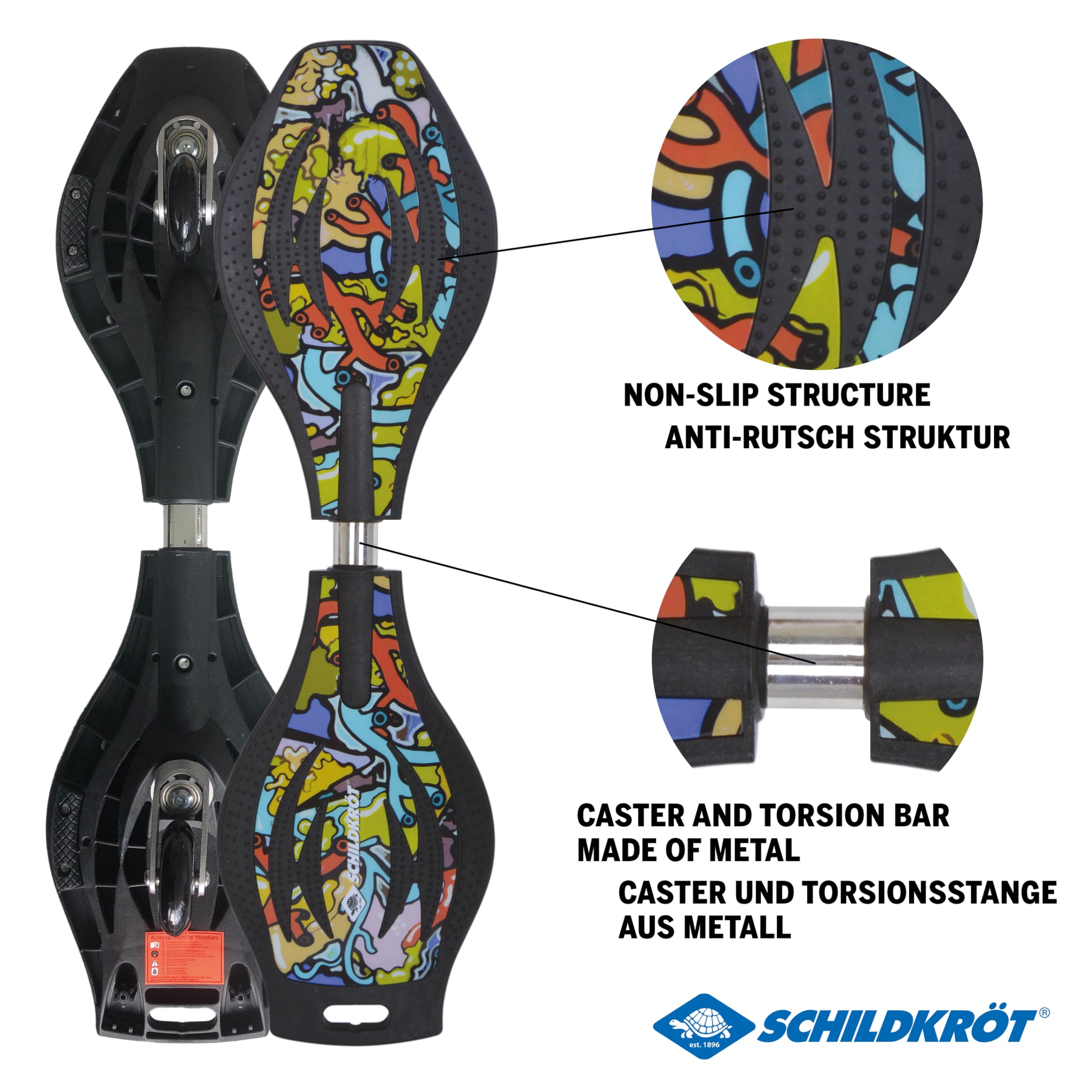 Schildkröt Waveboard Good Vibes, Leggero ed Agile, Tavola Larga com Superficie Antiscivolo