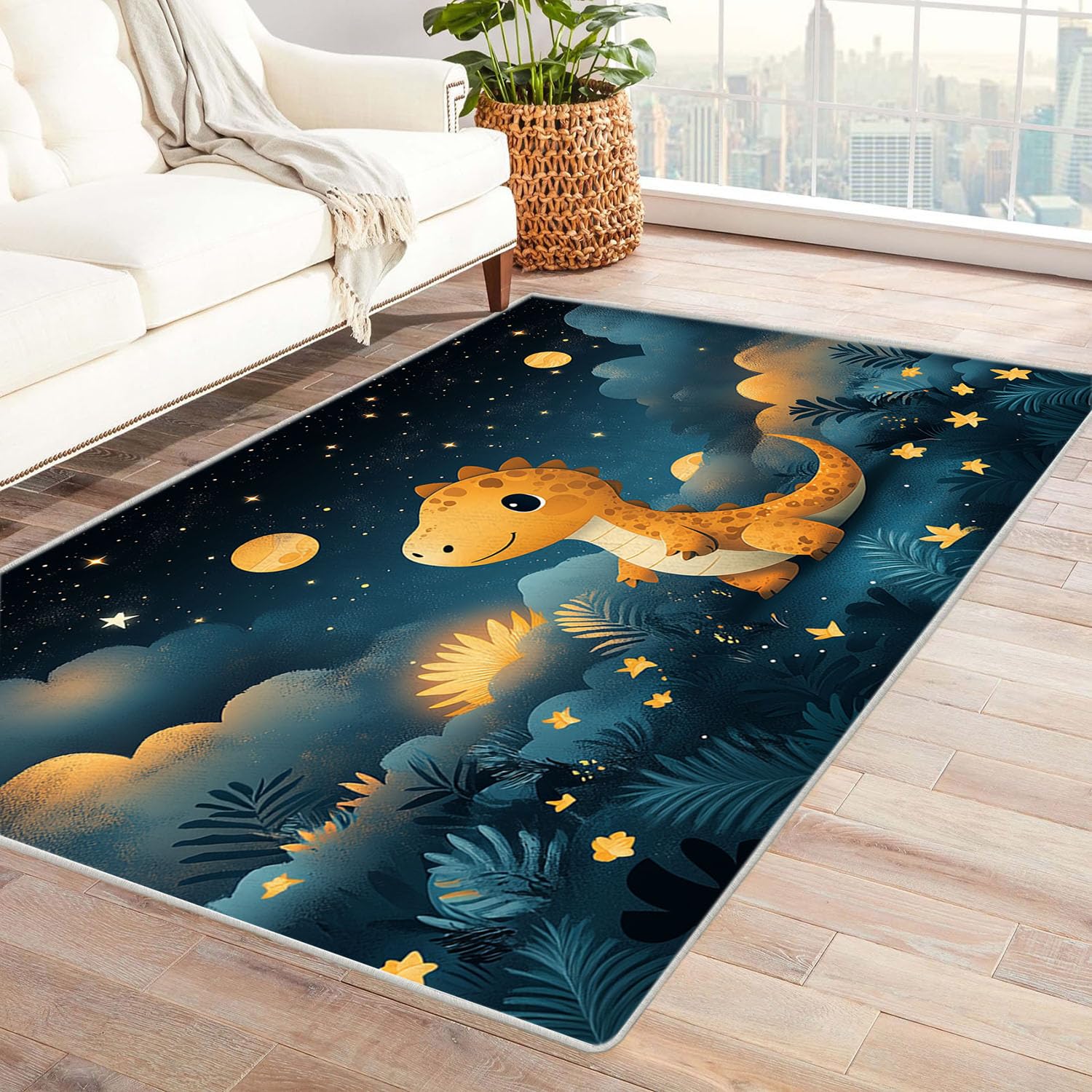 Tapis de bureau abstrait 3D jaune 60x90cm design contemporain raffiné