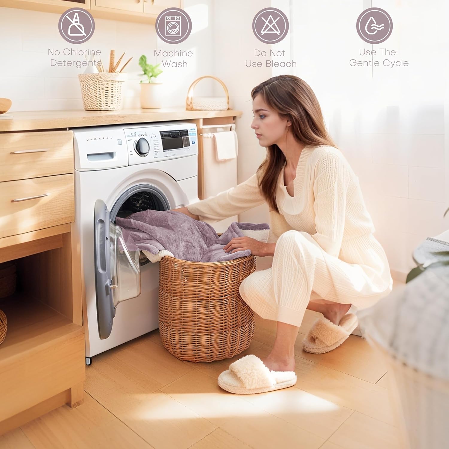 LUXIAN Electric Heated Blanket Twin Size 62"x84" - Microplush & Sherpa Fabric Dual-Sided, 6 Heat Settings & 1-10 Hours Auto Off, Cozy Warming Throw for Home, Office, or Bed, Machine Washable,Lavender - Image 2