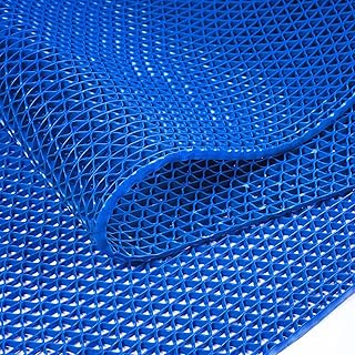 WochiTV Non Slip Drainage Mats PVC Pool Floor Mat 0.23'' Thick Outdoor Indoor Parking Space Mat for Bathroom Garage Basement Backyard Commercial Kitchen 3x16.6Ft Blue