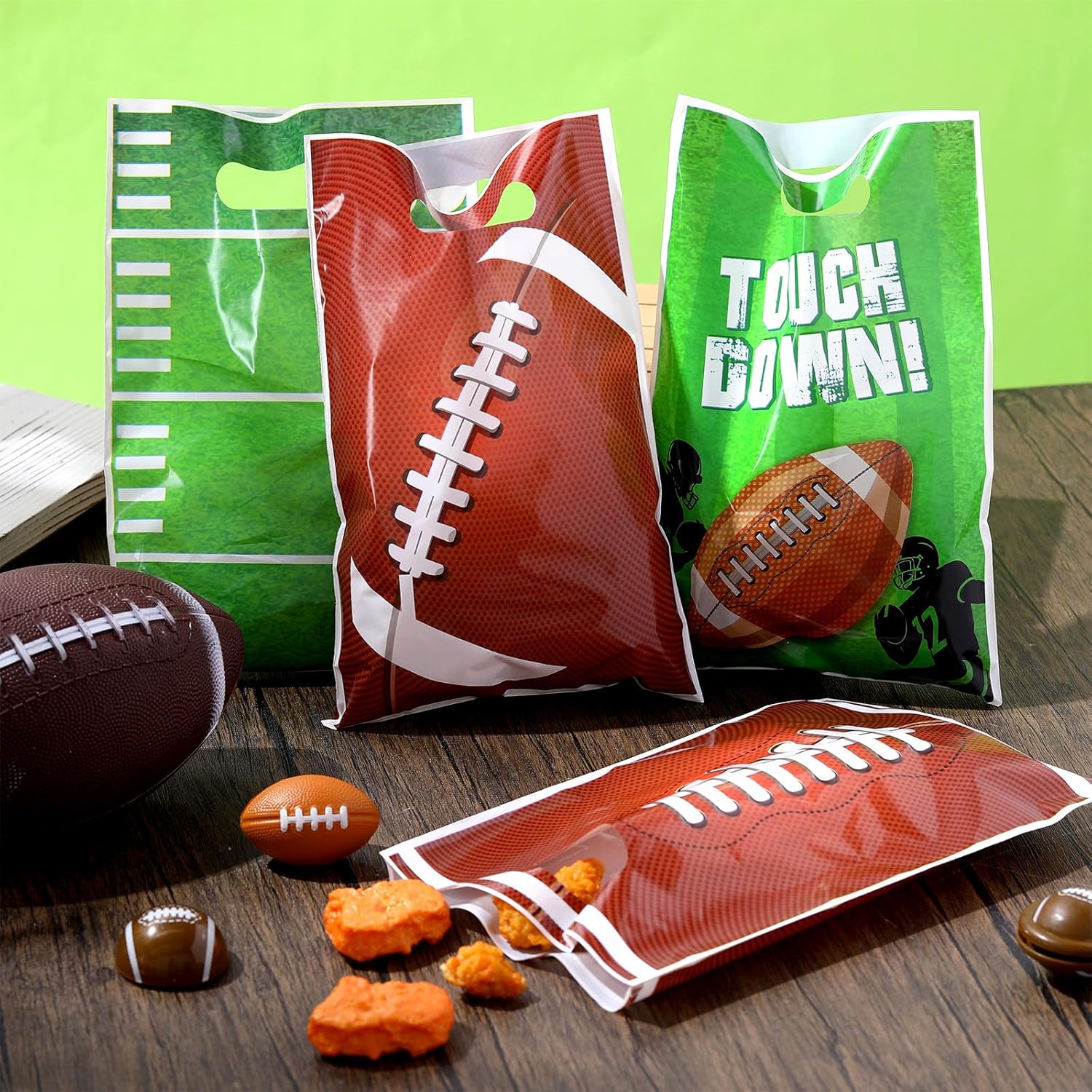 Pajean 120 Pcs Football Party Bags Plastic Sport Favor Bags for Football Themed Party Decorations Supplies - Image 4