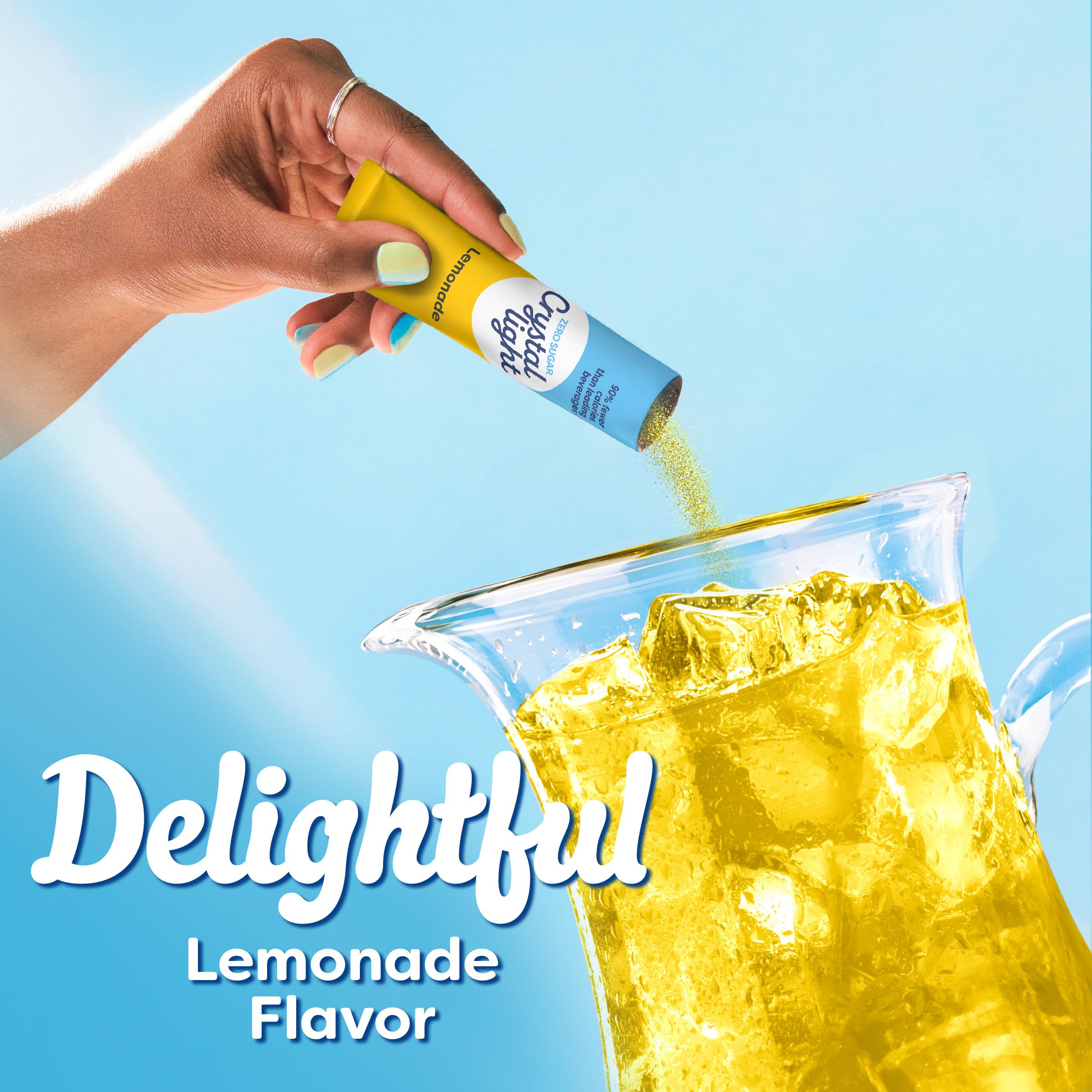 Crystal Light Drink Mix, 6 Pitcher Packets, for Flavorful Hydration and Shareable Refreshment, Lemonade, natural flavor with other natural flavor, Zero Sugar, Low Calorie, 3.2 oz