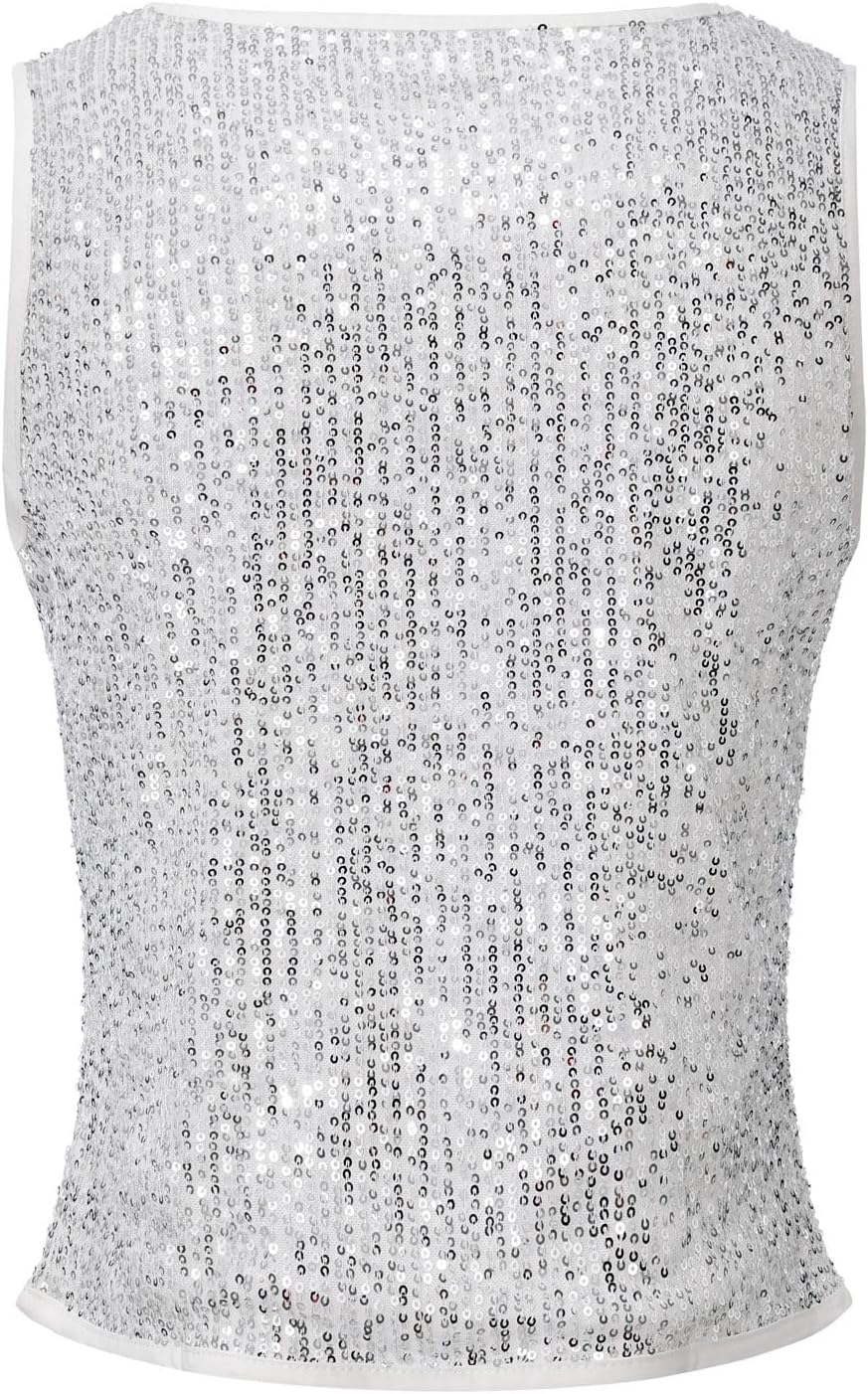 Sparkly Sequin Tops for Women Tank Top Shirt Disco Concert Outfit Shiny Camisole Cami Glitter Party Blouse - Image 5