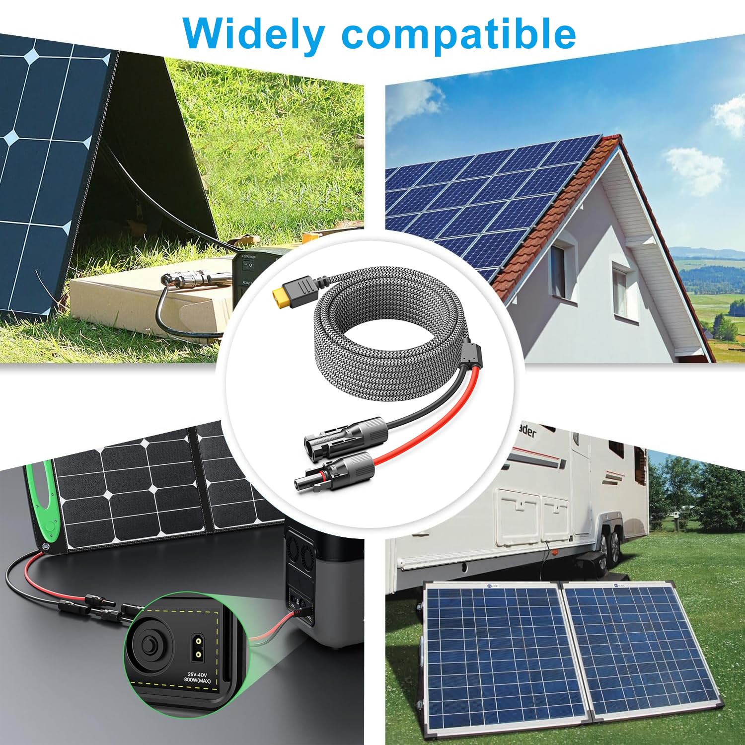 KFD XT60 Stecker Verlängerungskabel Extension Solarkabel für Ecoflow Delta 2 Pro Max River Adapter Powerstation mit Solarpanel Solarstecker auf XT60 Charging Cable Anker SOLIX C300 ALLPOWERS R600 3,5m