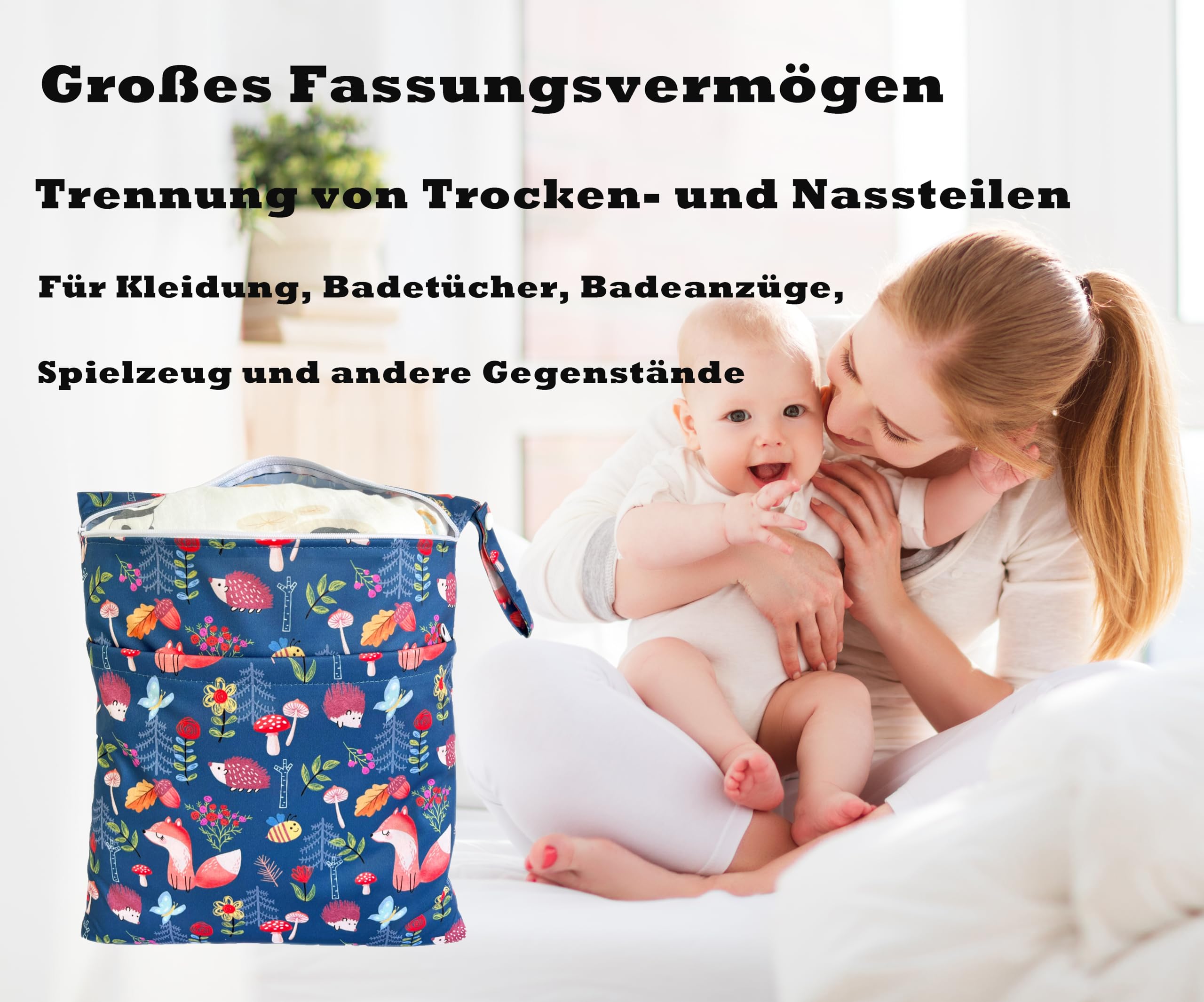 TRASUN Wetbag 2 Pezzi Borsa Pannolini Bagnato Asciutto Volpe Riccio Sacco a pelo