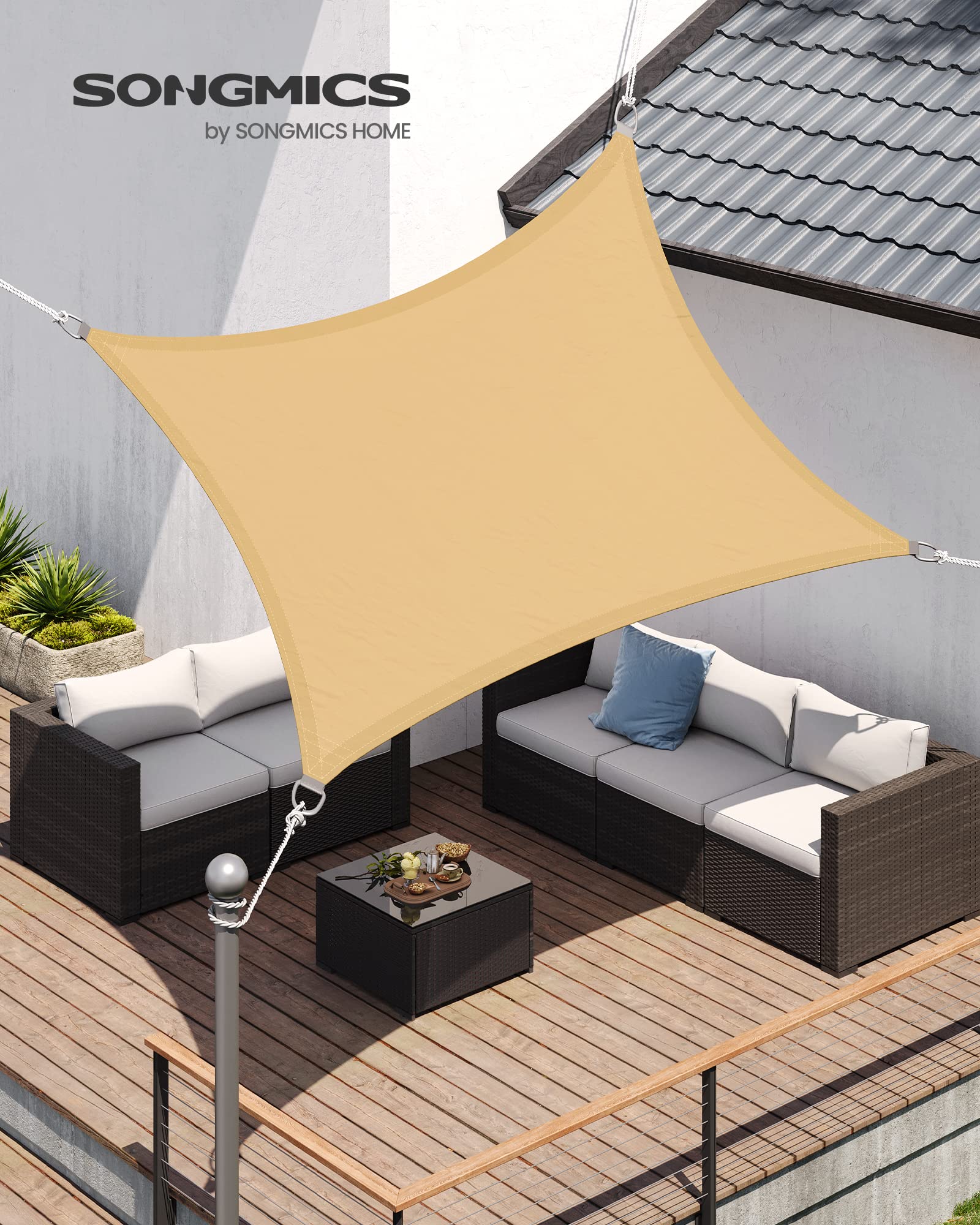 SONGMICS GSH23EY Tenda parasole impermeabile 2x3 m, colonna d'acqua 665 mm, protezione UV 93%