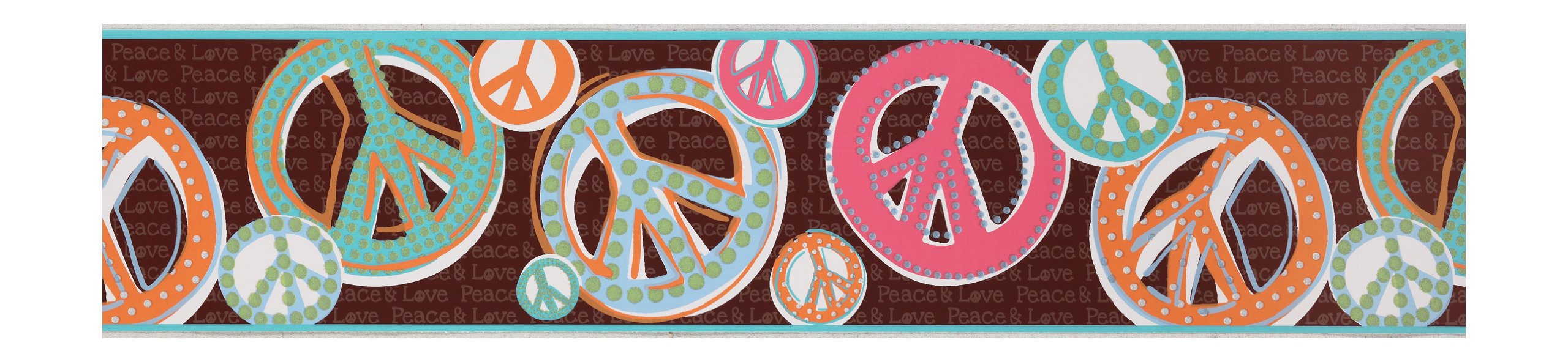 Cenefa de papel pintado pre-encolado York Je3510B Peace & Love para pared infantil