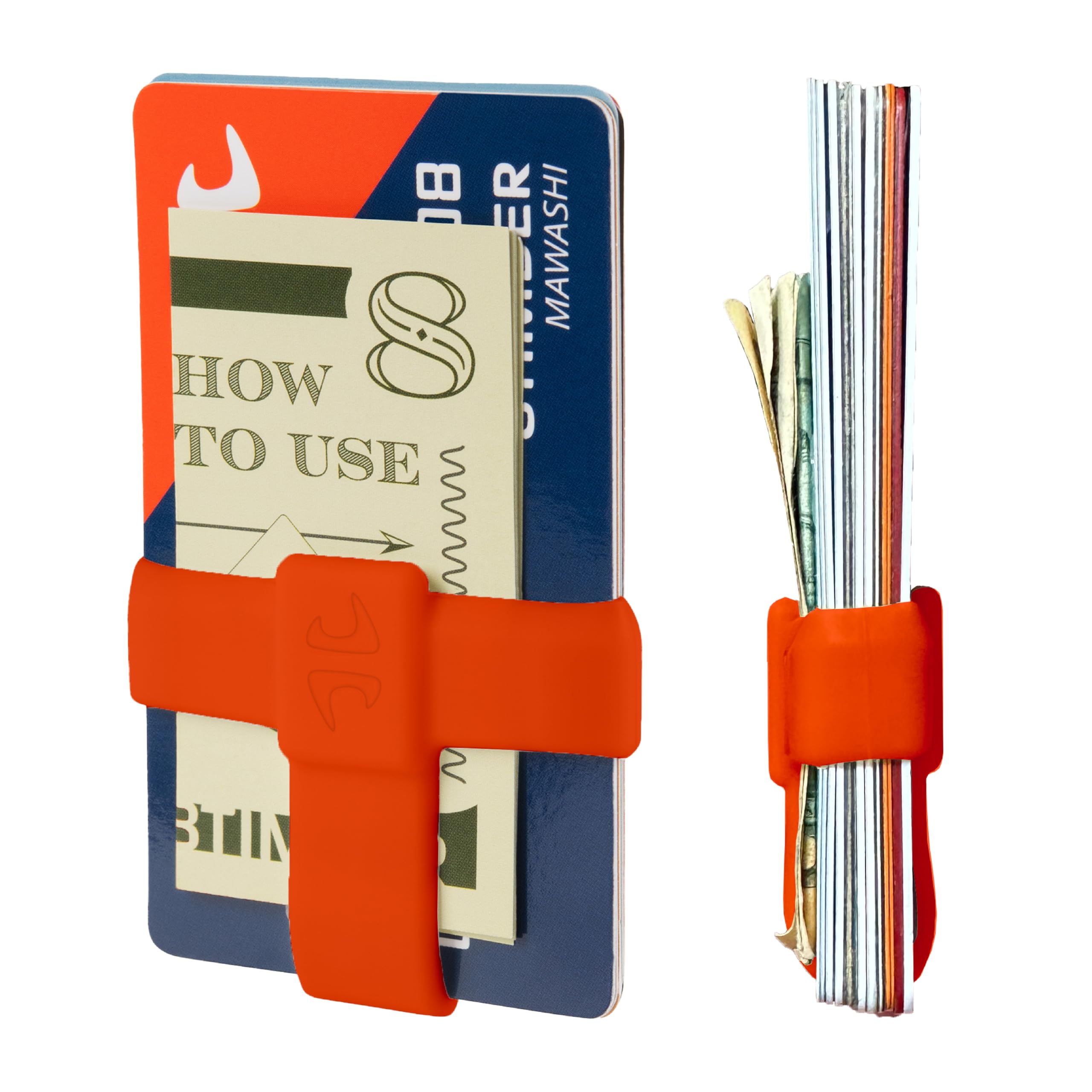 8TIMBER Mawashi Wallet Band Orange - Durable Silicone Rubber Card Holder for Credit Cards and Cash - Secure, Stylish, and Convenient Minimalist Wallet