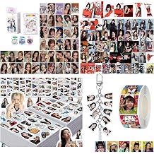 Yuto Twice Gift Set Album Gift Merch 50 PCS Laser Photocards,55 PCS photocard,100pcs Twice Sticker Decal,1 Keychain,1 Tape Sticker, Gift Merch for Once Fans